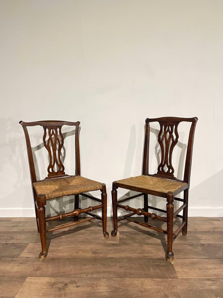Very Near Pair of Antique Oak Country-made Side Chairs (1 of 13)