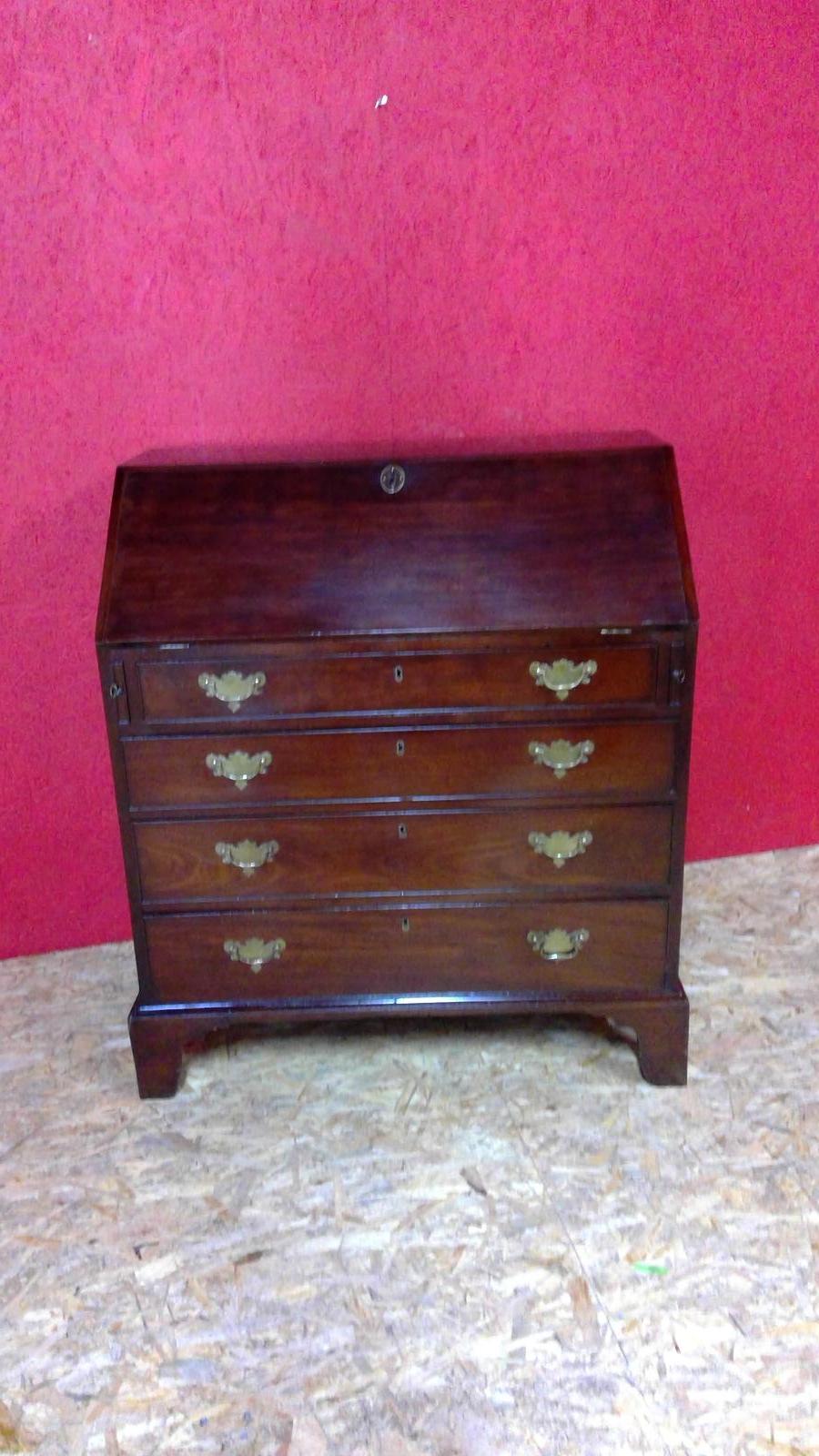 Colonial Export Period a Good Small Sized Georgian Bureau - Writing Flap Constructed from Padouk / Huanghuali with Mahogany Fitted Interior c.1760 (1 of 17)