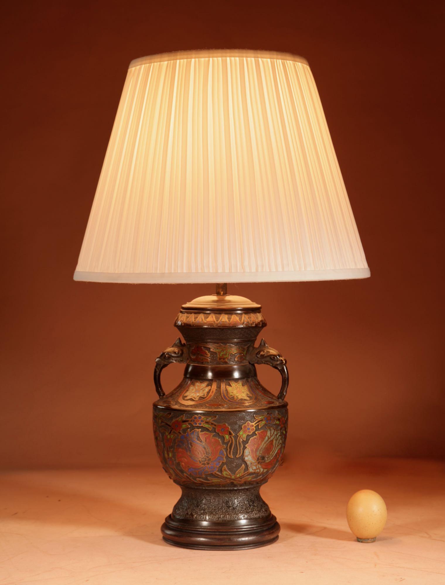 Decorative Champlevé Japanese Bronze Table Lamp (1 of 8) Decorative Champlevé Japanese Bronze Table Lamp (1 of 8)