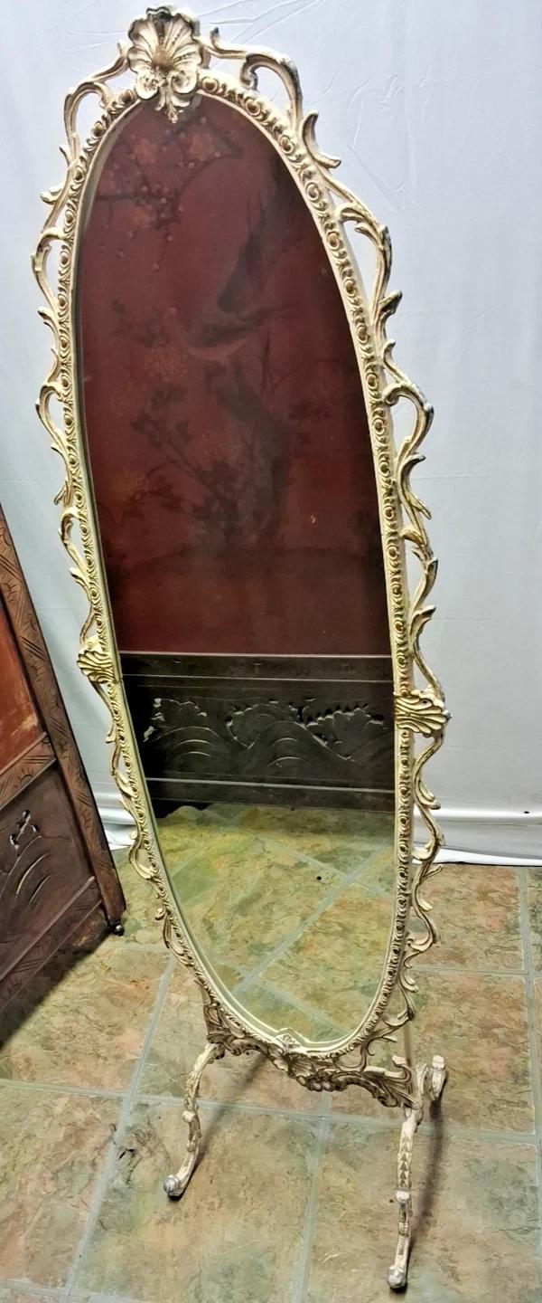 Louis Style Metal Distressed Cheval Mirror (1 of 7)