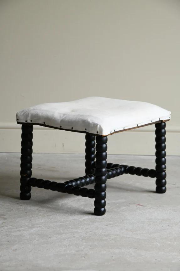 Ebonised Bobbin Turned Foot Stool (1 of 5)