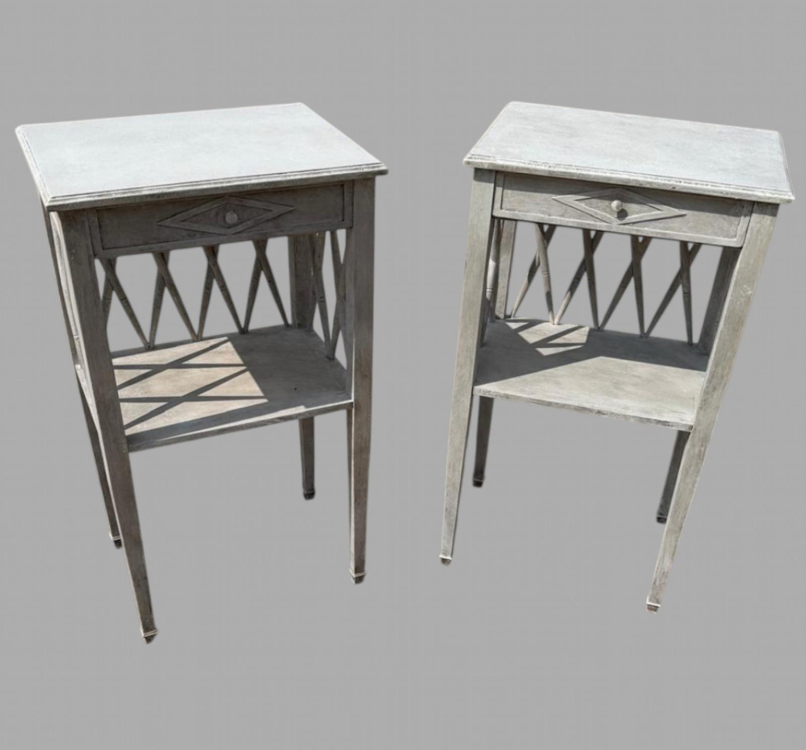 An Attractive Pair of Painted Bedside Tables c.1900 (1 of 5)