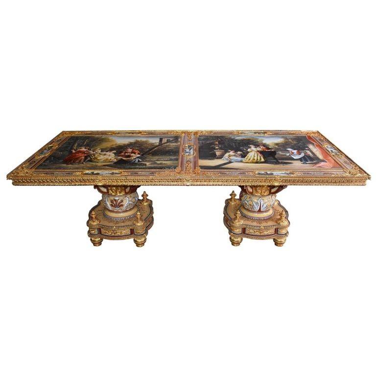 20th Century Italian Hand Painted Porcelain Majolica & Glass Table (1 of 16)