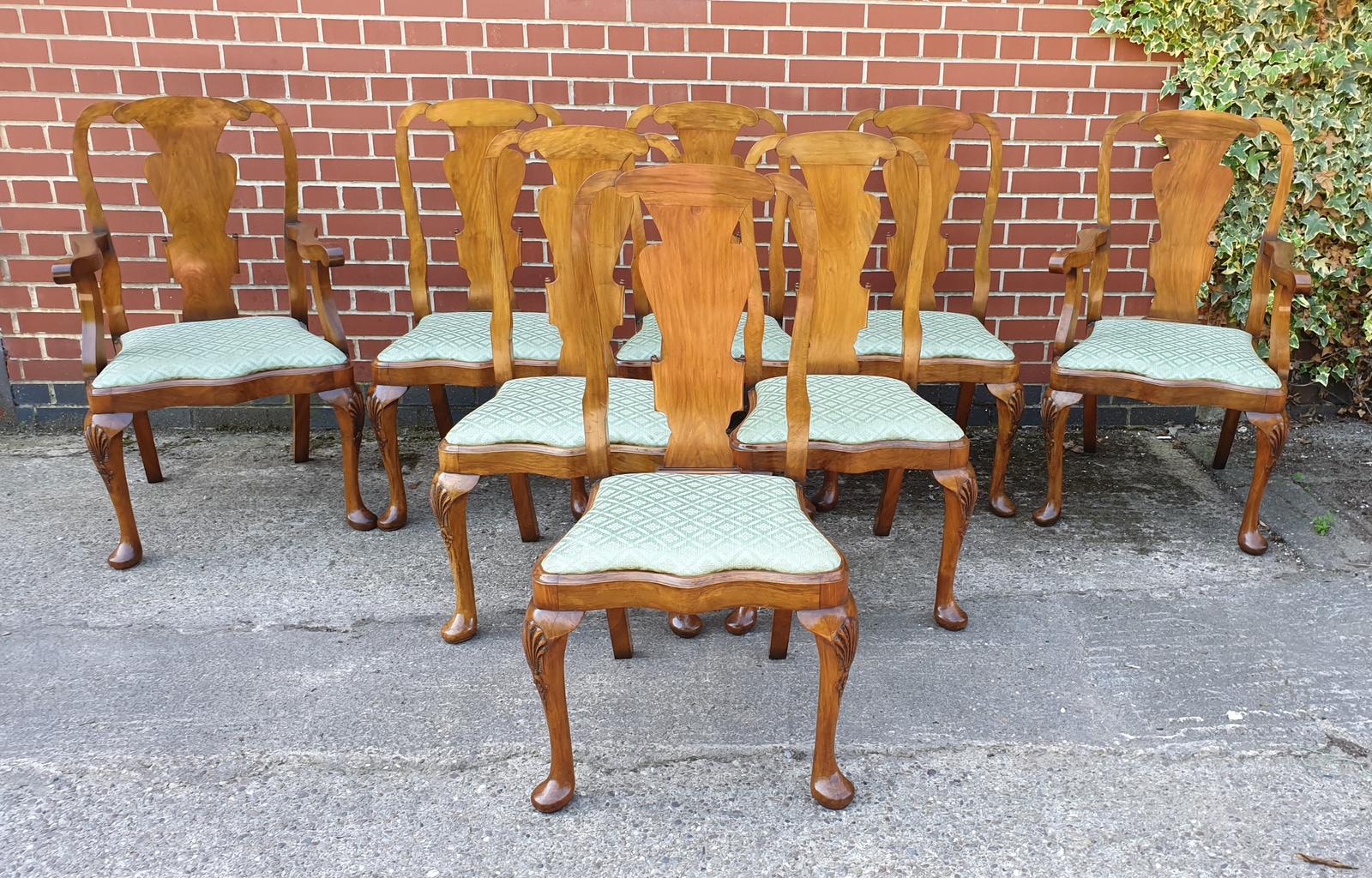 Top Quality Set of Eight Walnut Dining Chairs (1 of 1)