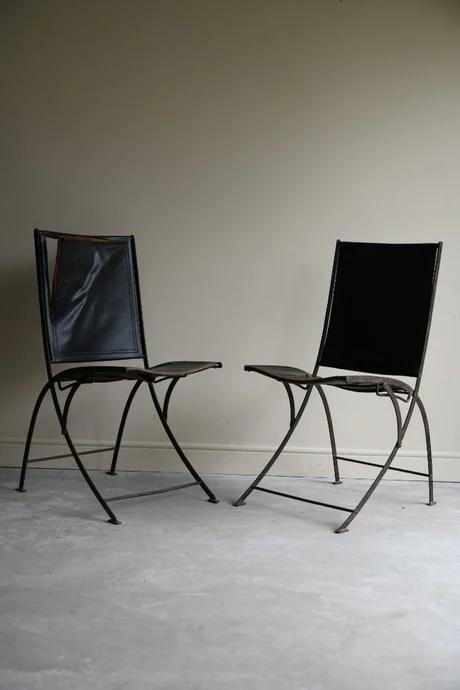 Late 19th Century French Iron & Leather Chairs (1 of 12)