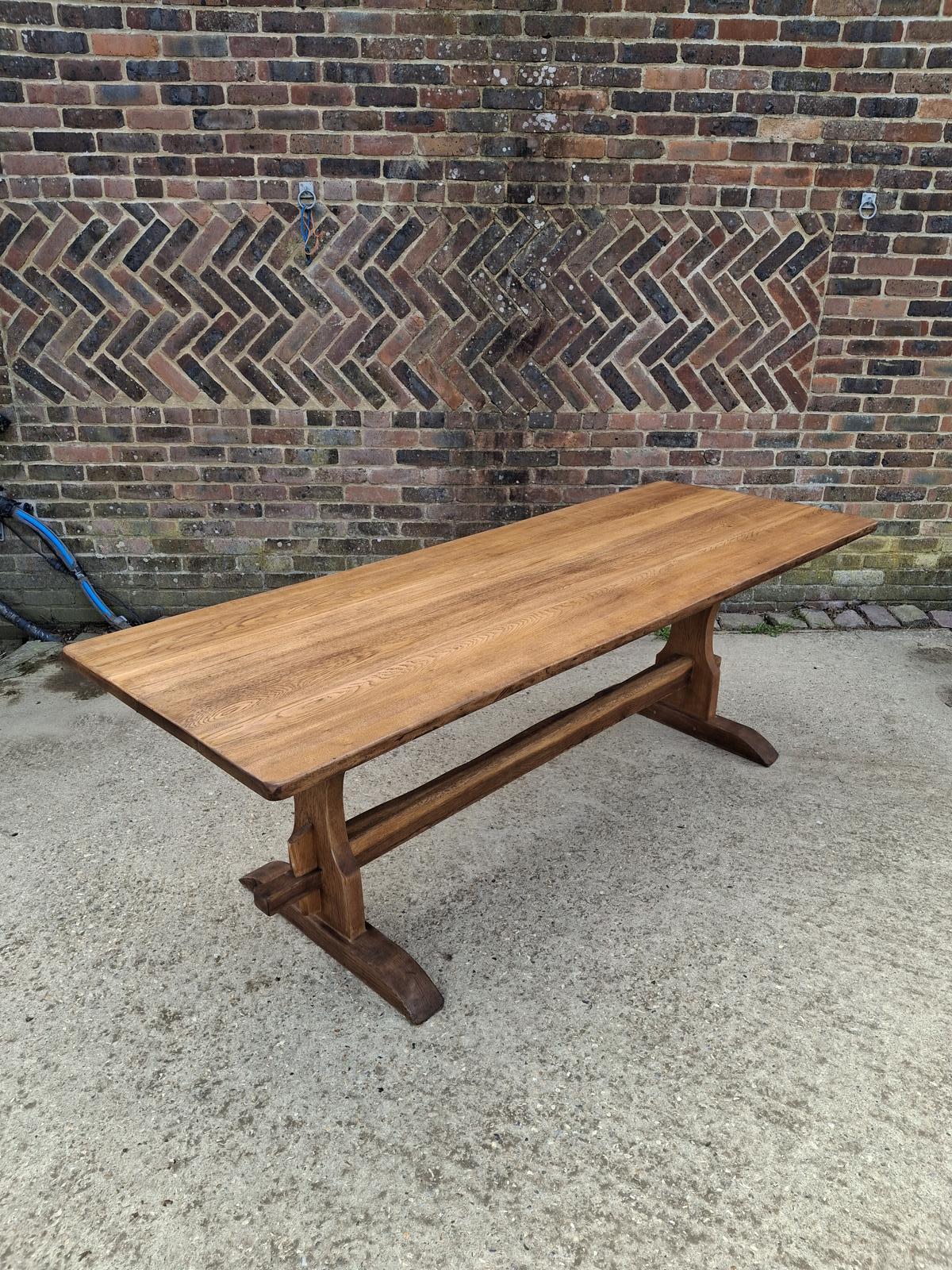 Solid Oak Refectory Dining Table Rustic Farmhouse Trestle Table (1 of 13) Solid Oak Refectory Dining Table Rustic Farmhouse Trestle Table (1 of 13)