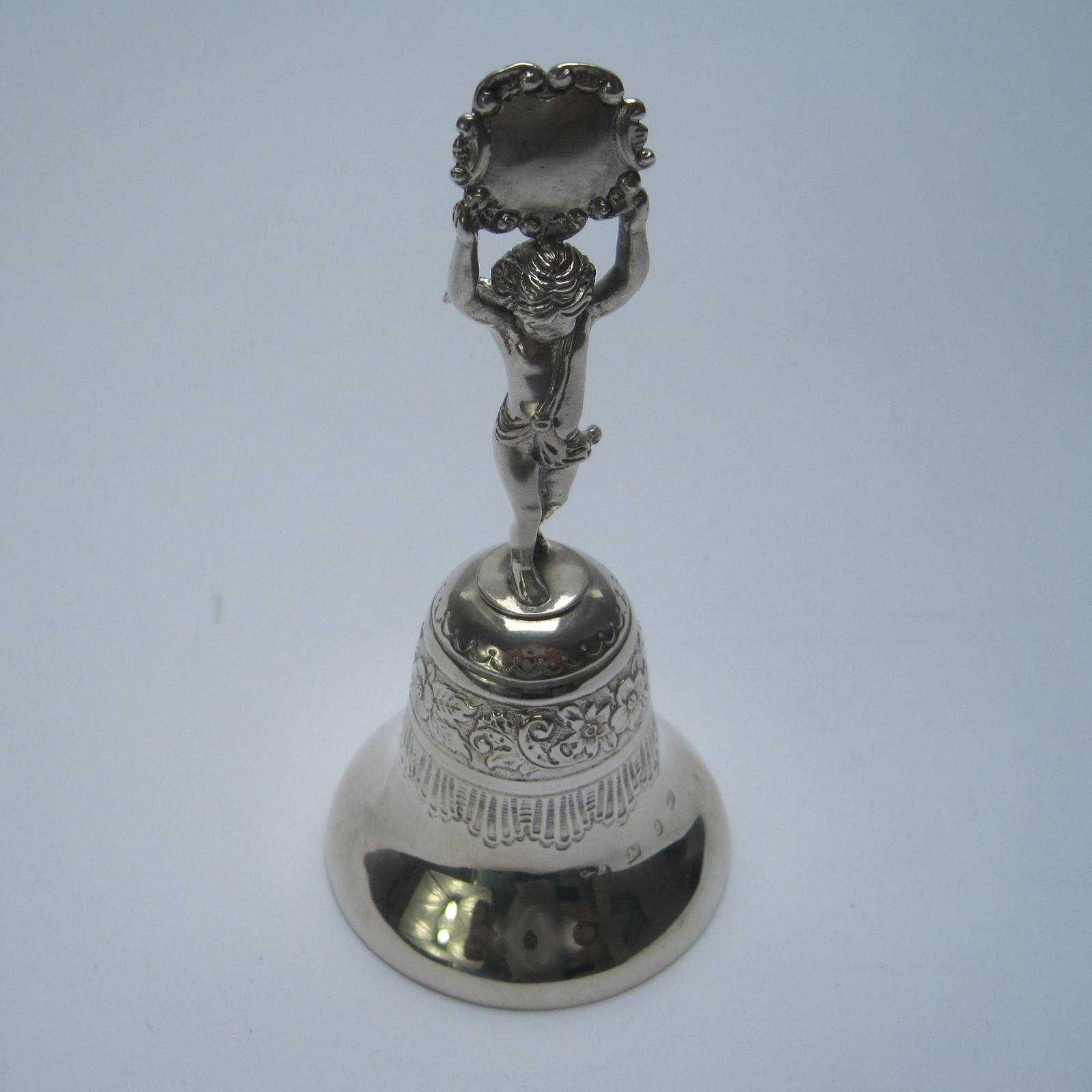 Late Victorian Silver Table Bell with Cast Winged Cherub Handle (1 of 10)