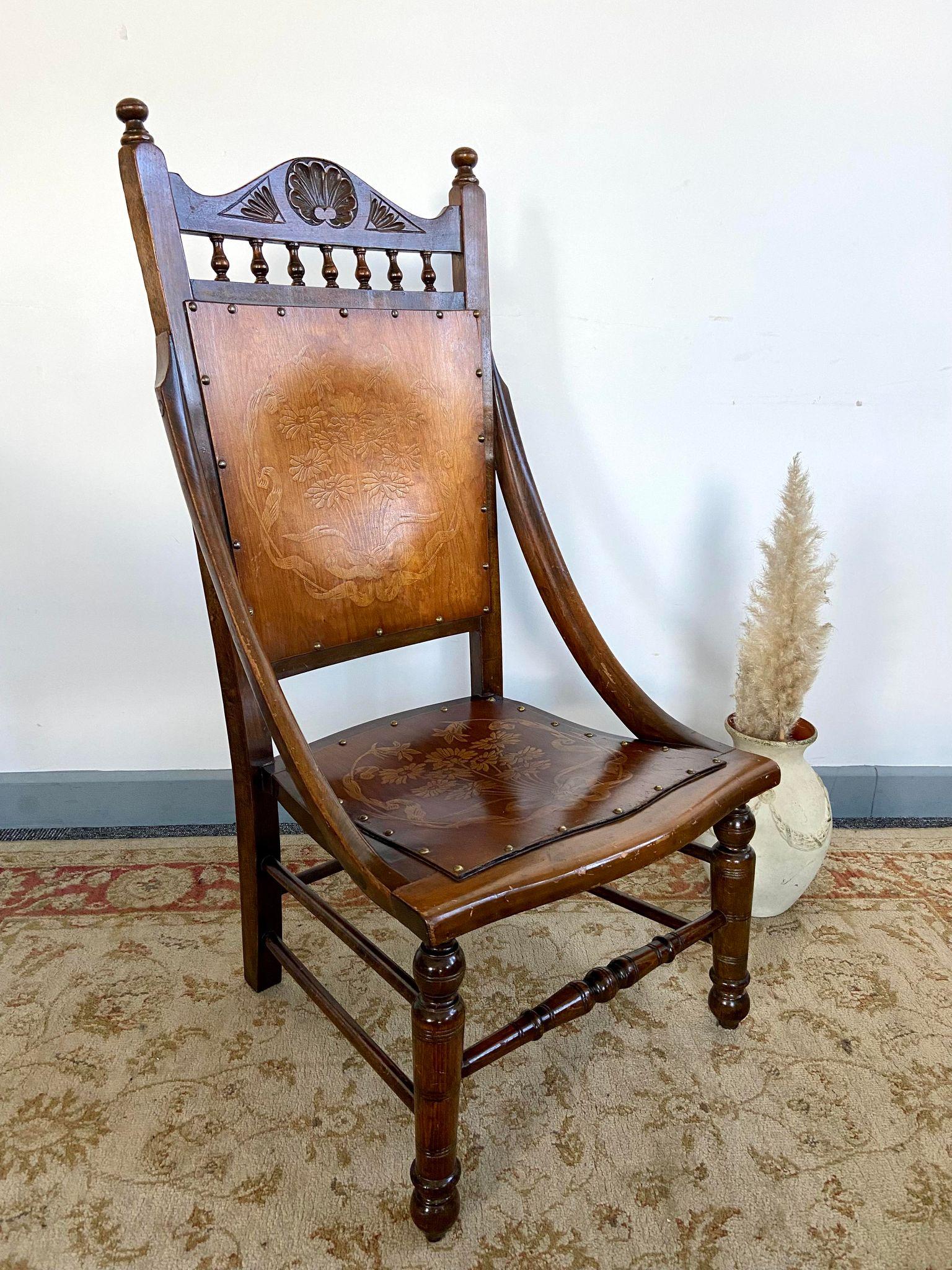 Antique Early 20th Edvardian Century Beech Floral Occasional Chair (1 of 13)