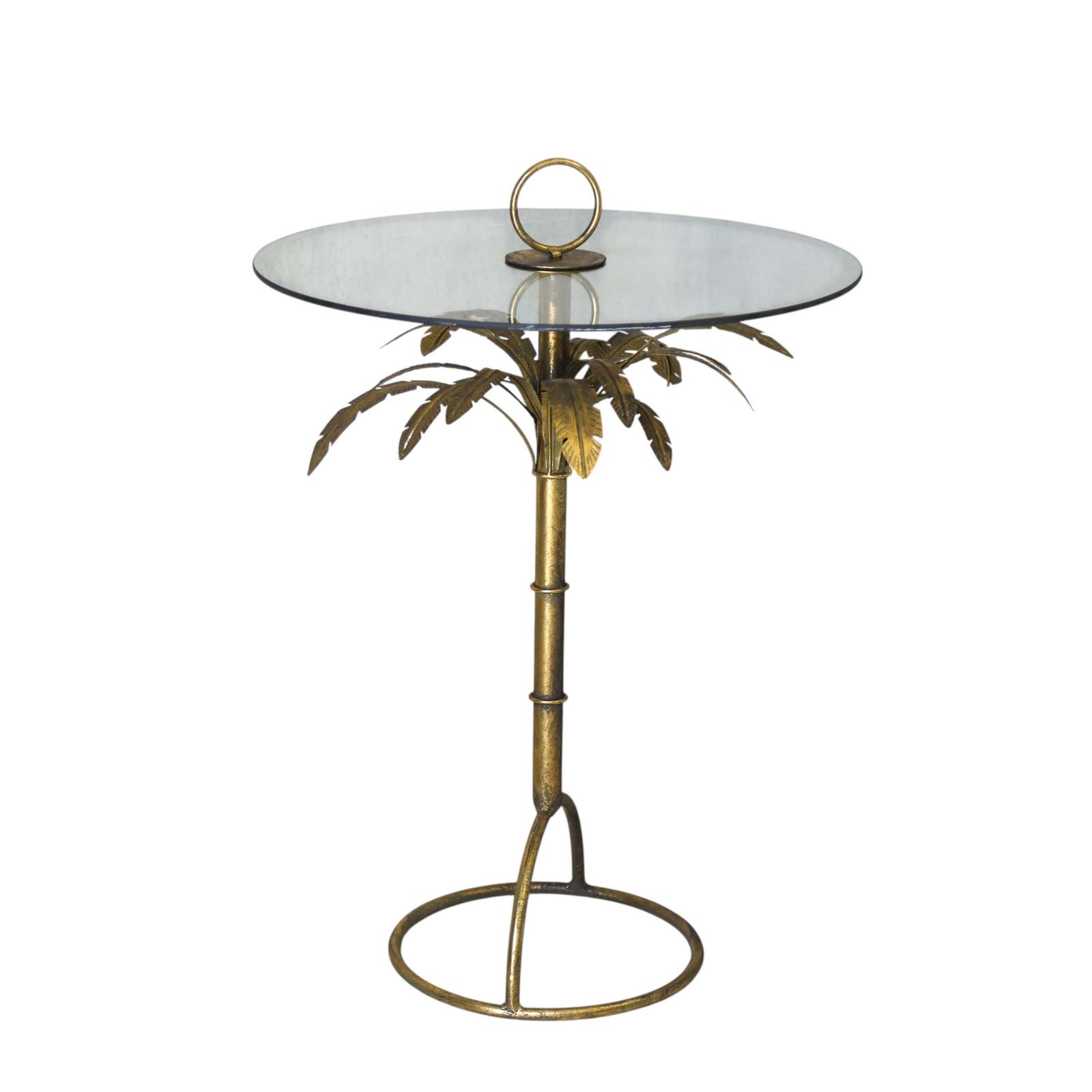Mid-Century Brass & Glass Accent Table - Palm d'Or Elegance & Riviera Reverie (1 of 10)