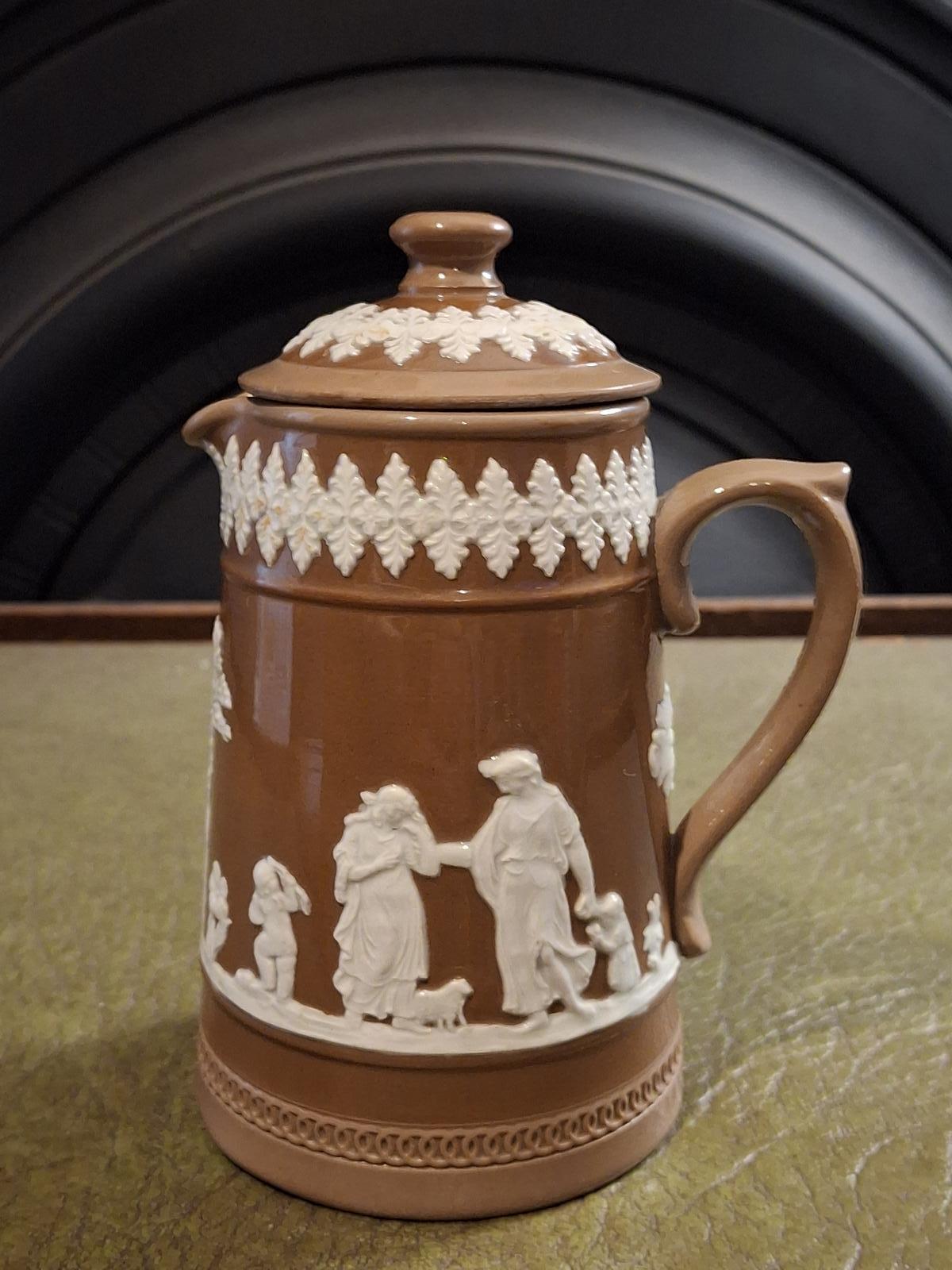 19th Century James Dudson Jaspeware Lidded Milk Pitcher (1 of 12) 19th Century James Dudson Jaspeware Lidded Milk Pitcher (1 of 12)