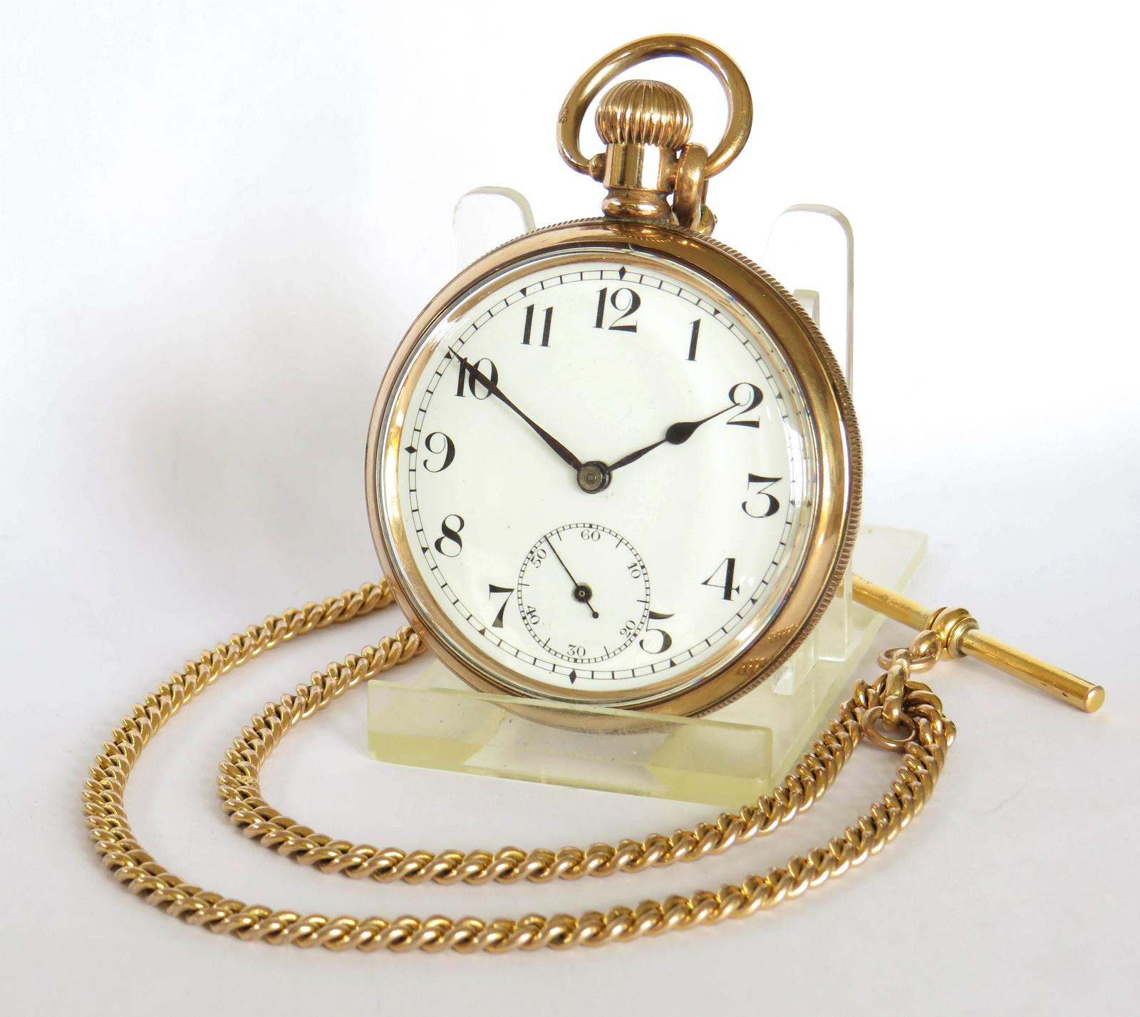 Pocket Watch : 1920s Pioneer Open Faced Pocket Watch and Chain (1 of 5)