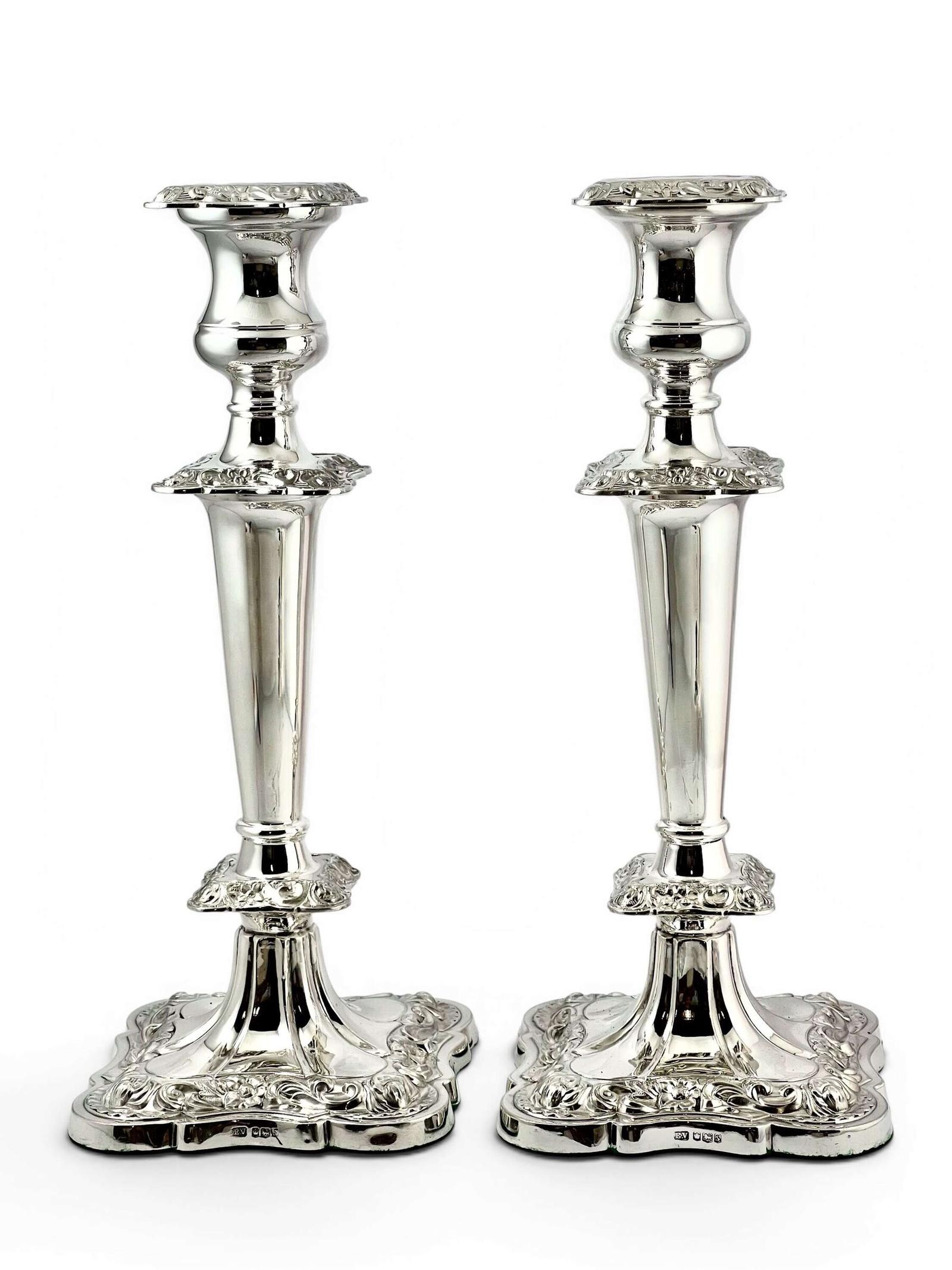 Antique pair of George V silver table candlesticks, Sheffield 1935 (1 of 7) Antique pair of George V silver table candlesticks, Sheffield 1935 (1 of 7)