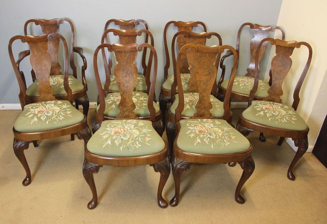 Antique Set of Ten Burr Walnut Dining Chairs (1 of 13) Antique Set of Ten Burr Walnut Dining Chairs (1 of 13)
