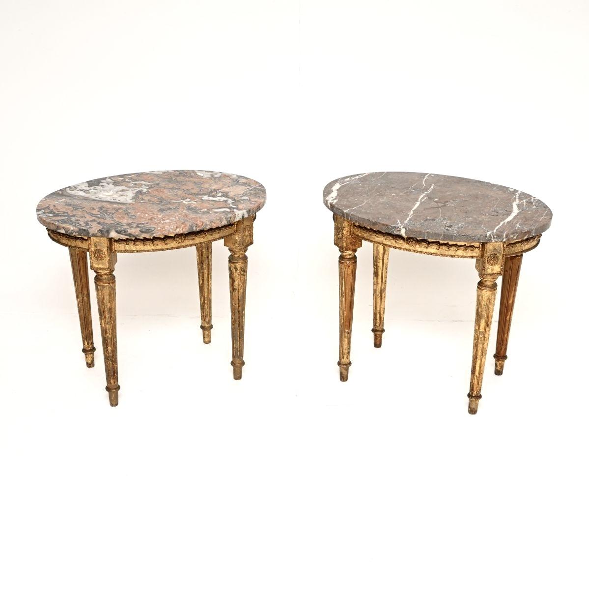 Pair of Antique French Marble Top Gilt Wood Side Tables (1 of 7) Pair of Antique French Marble Top Gilt Wood Side Tables (1 of 7)