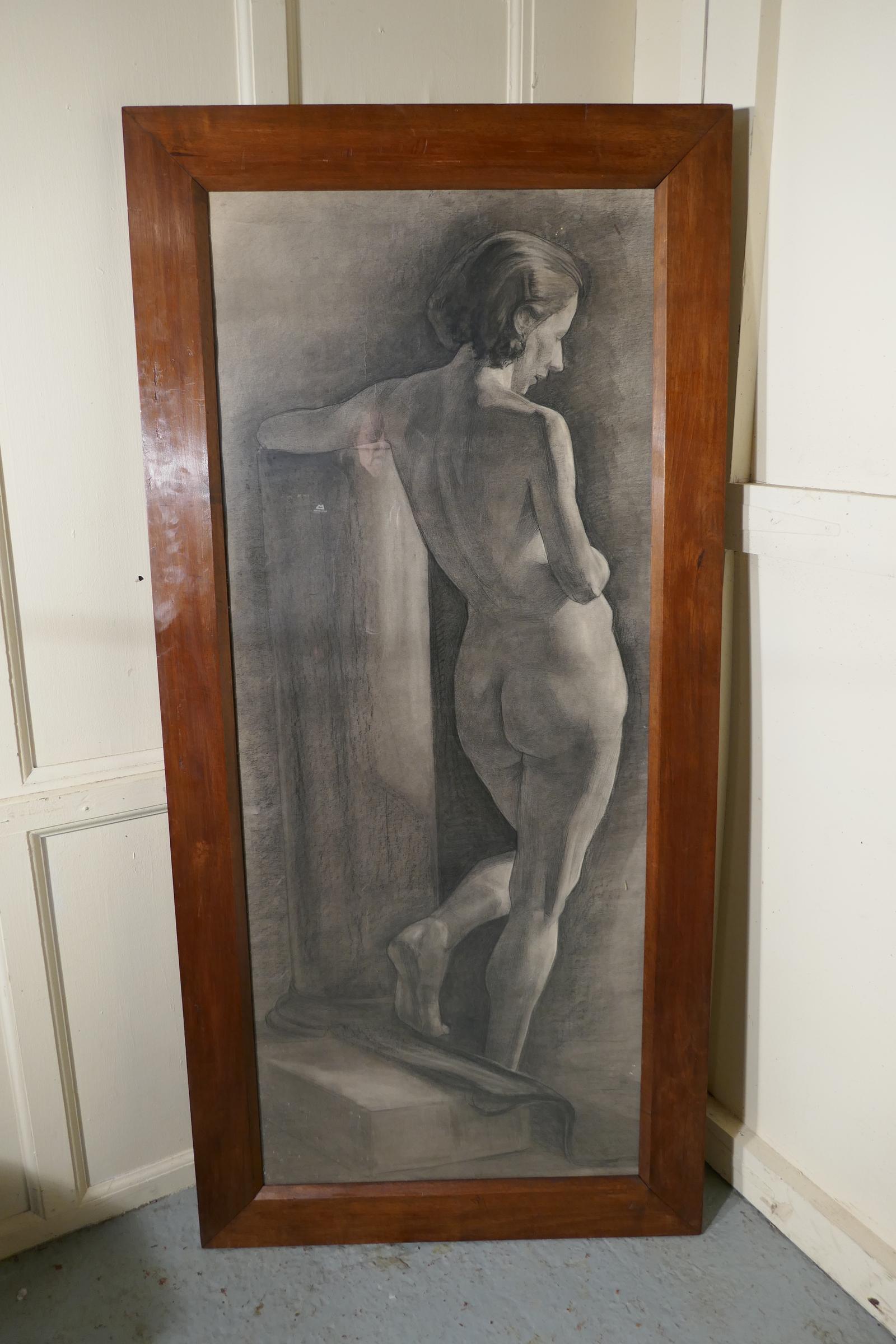 Full Size Female Nude, Framed Study in Charcoal (1 of 6)