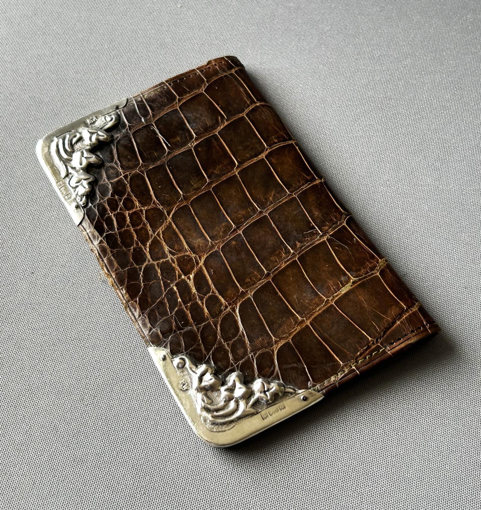 Attractive Edwardian Silver & Crocodile Art Nouveau Purse (1 of 6)