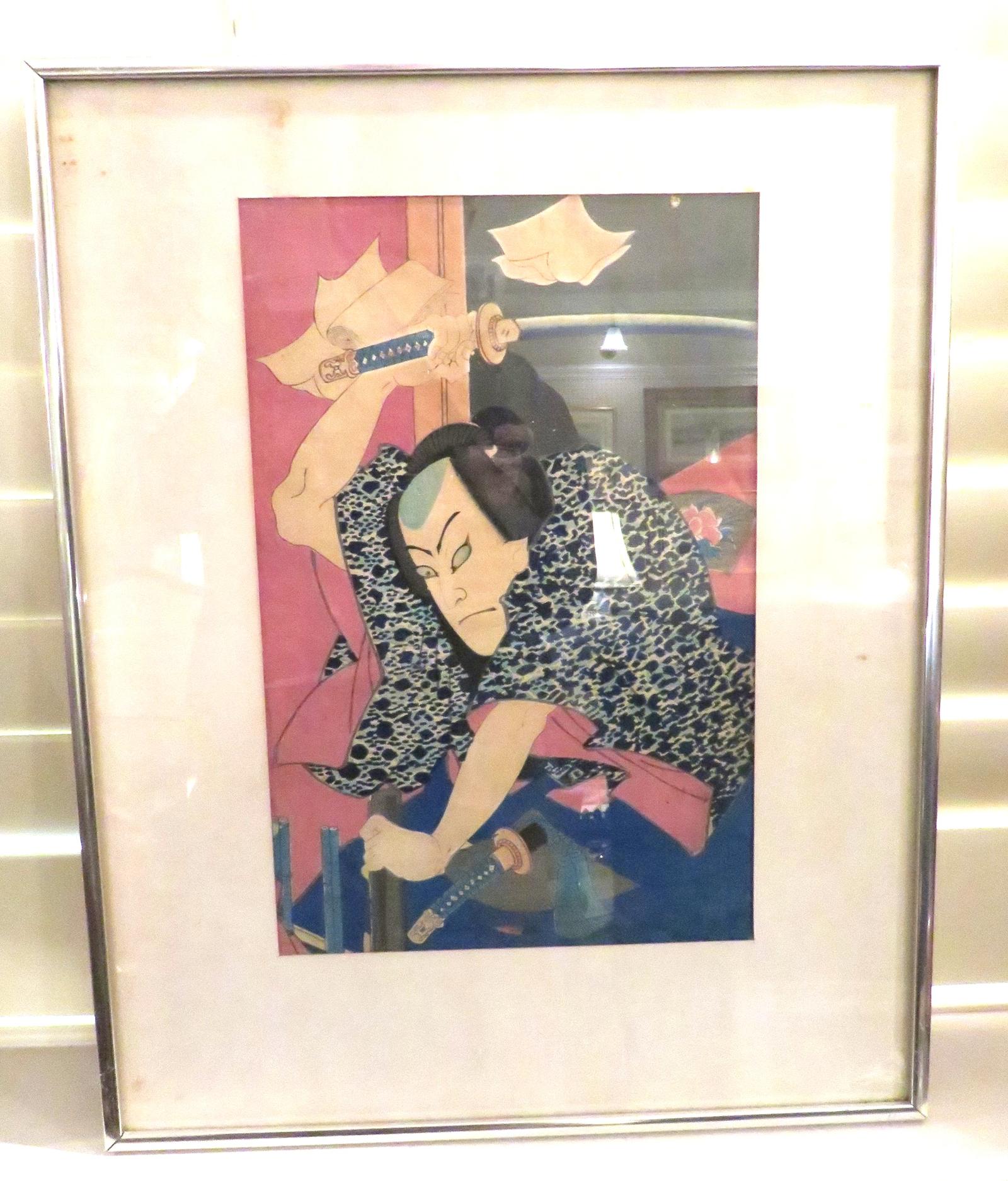 JAPANESE WOODBLOCK PRINT AFTER UTAGAWA KUNISADA (1 of 3) JAPANESE WOODBLOCK PRINT AFTER UTAGAWA KUNISADA (1 of 3)