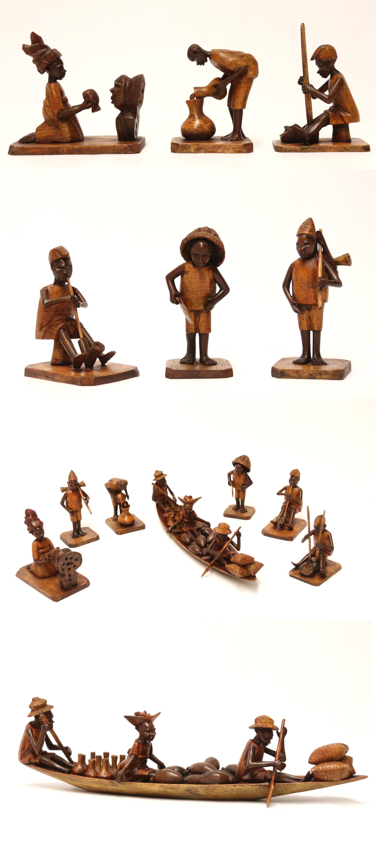 Group of 7 Nigerian Hardwood Carved Figures c.1920 (1 of 24)