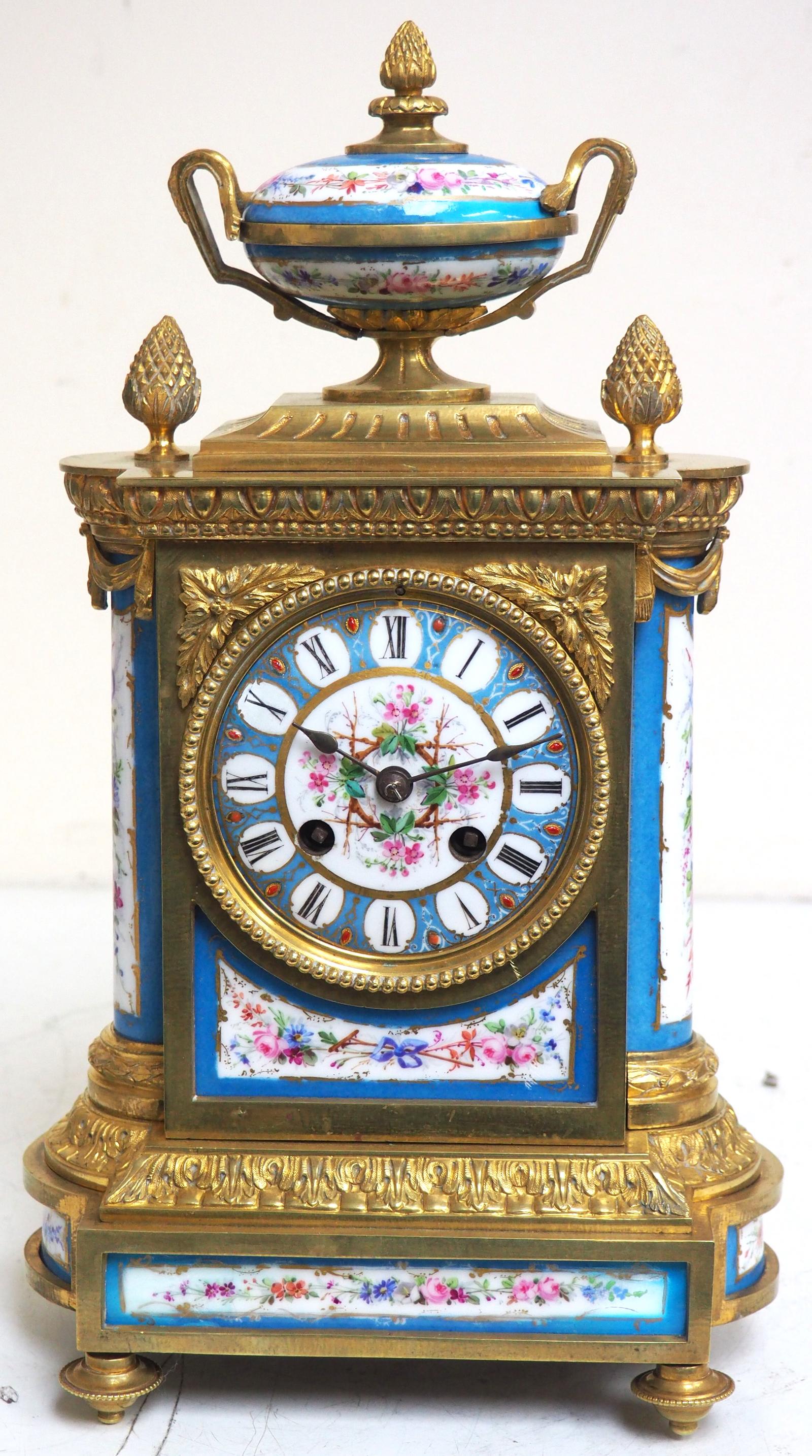 French Ormolu Bronze Sevres Porcelain Mantel Clock Floral Design Striking 8-day Mantle Clock (1 of 10) French Ormolu Bronze Sevres Porcelain Mantel Clock Floral Design Striking 8-day Mantle Clock (1 of 10)