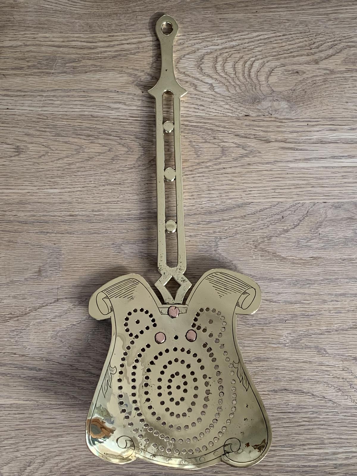 Large English Brass Cream Skimmer by Pearson Page 1910-1920 24 Inch (1 of 6)