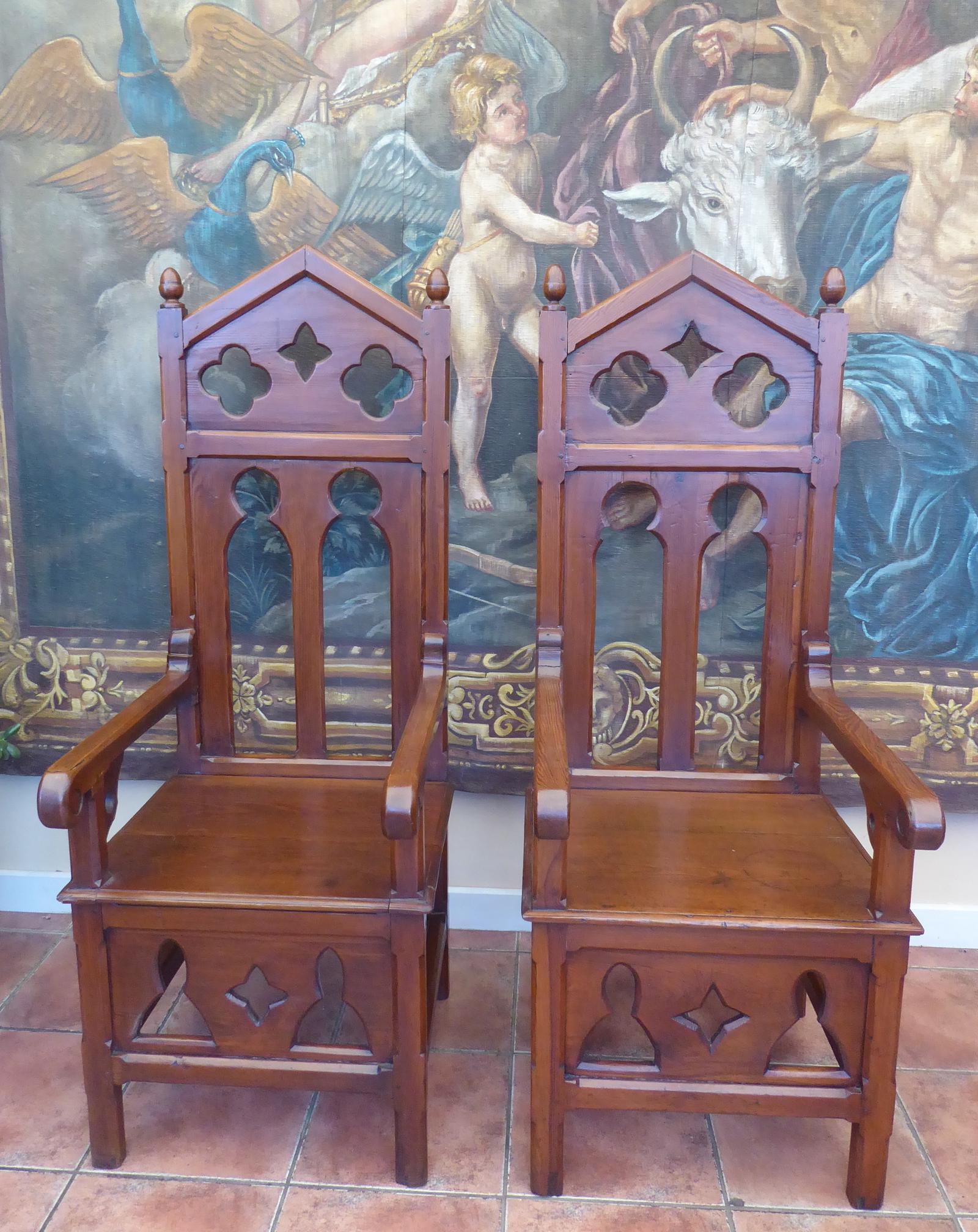 2 Church Chairs Gothic Pine 1830-1840 (1 of 16)
