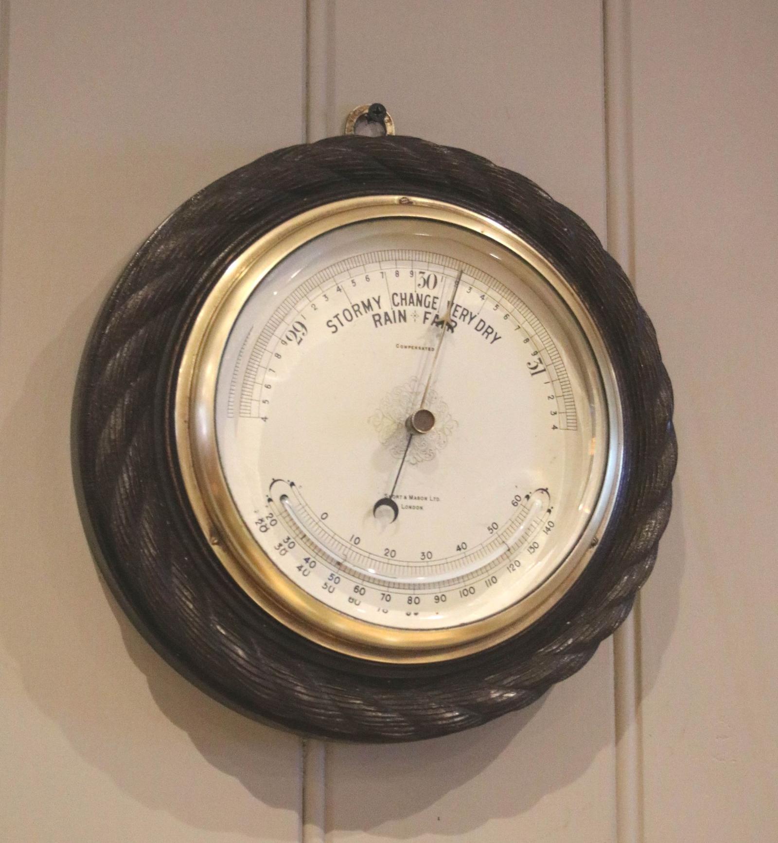 Carved Oak Aneroid Barometer (1 of 8) Carved Oak Aneroid Barometer (1 of 8)