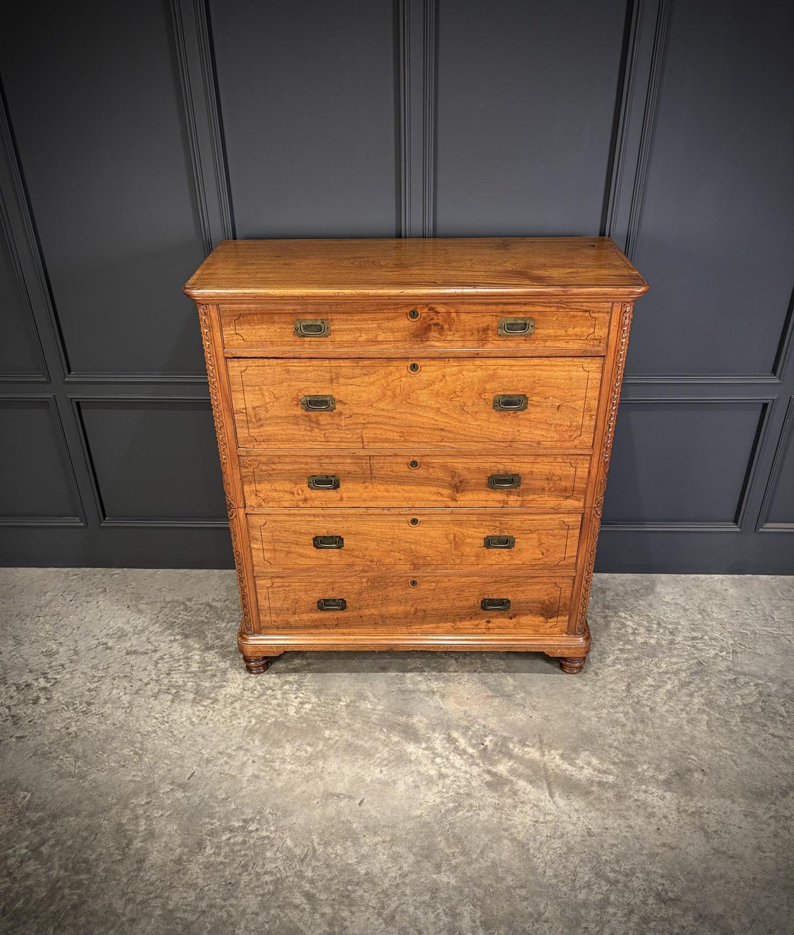 19th Century Camphor Wood Military Campaign Secretaire Chest (1 of 14) 19th Century Camphor Wood Military Campaign Secretaire Chest (1 of 14)