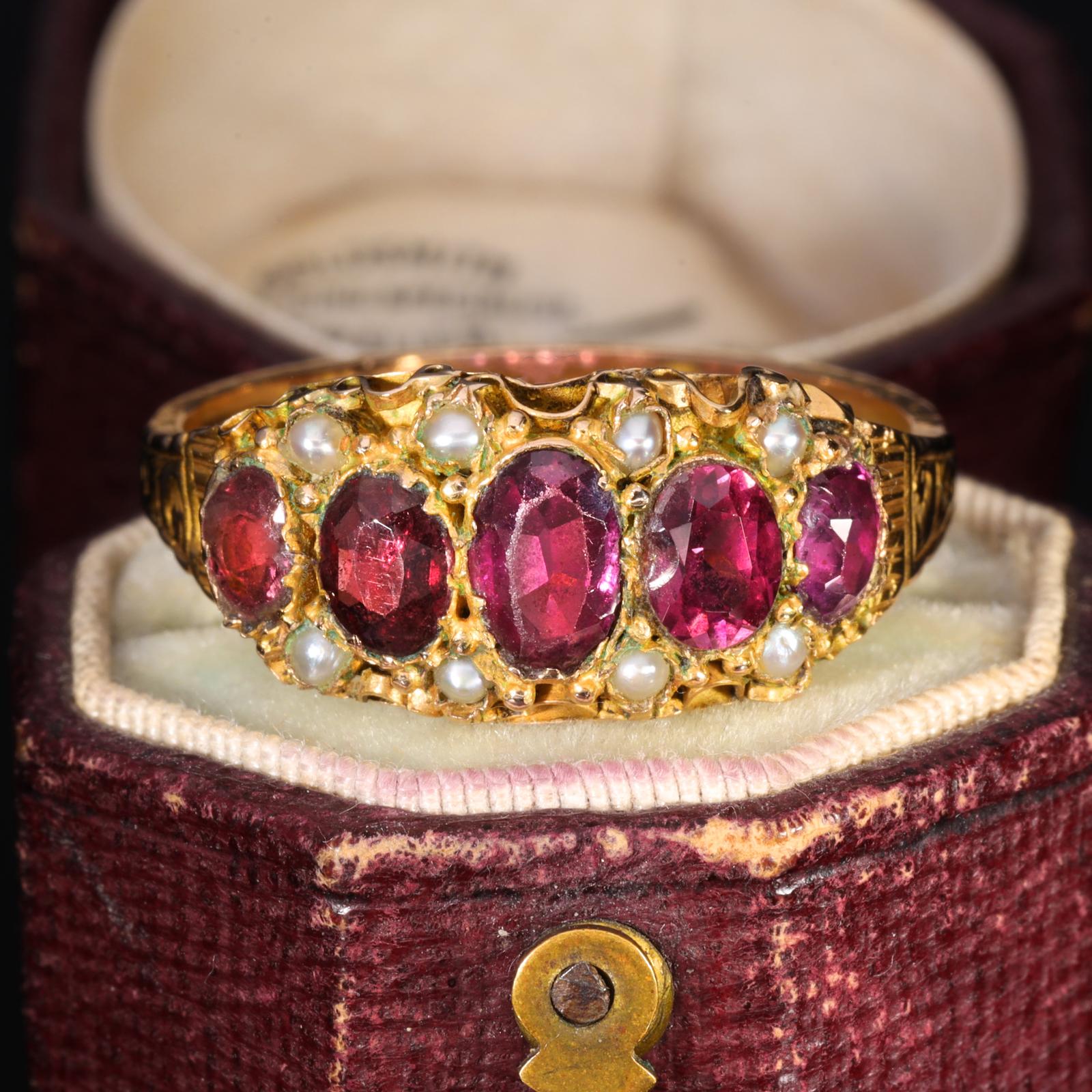 The Antique Victorian 1876 Ruby and Pearl Baroque Ring (1 of 8) The Antique Victorian 1876 Ruby and Pearl Baroque Ring (1 of 8)