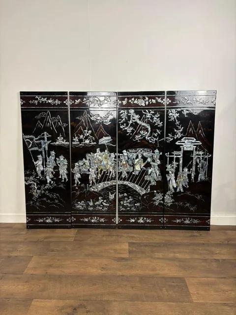 Set of Four Vintage Oriental Wall Panels with Mother of Pearl Inlay (1 of 15) Set of Four Vintage Oriental Wall Panels with Mother of Pearl Inlay (1 of 15)