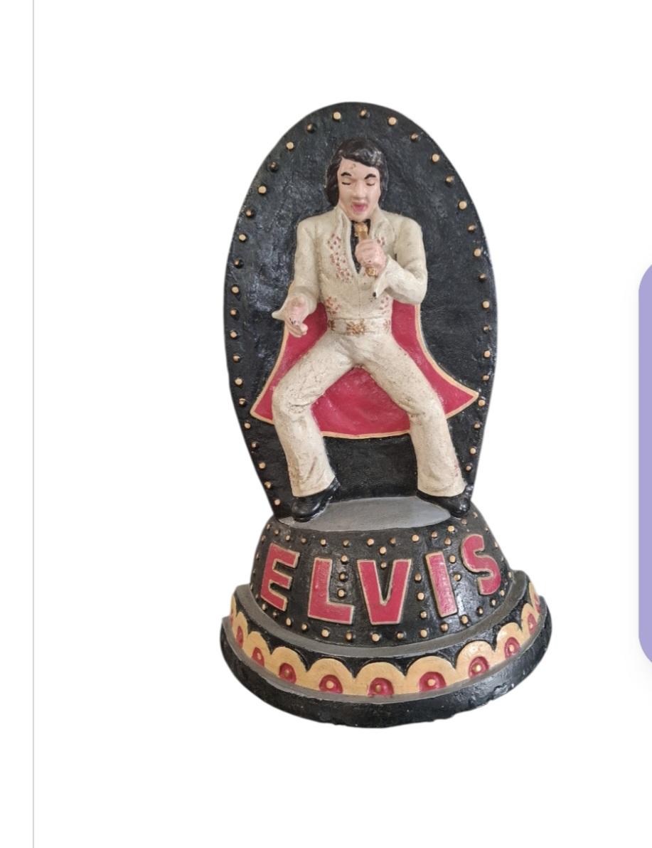 Hand-painted Cast Iron Door Stop / Figurine of Elvis Performing (1 of 1)
