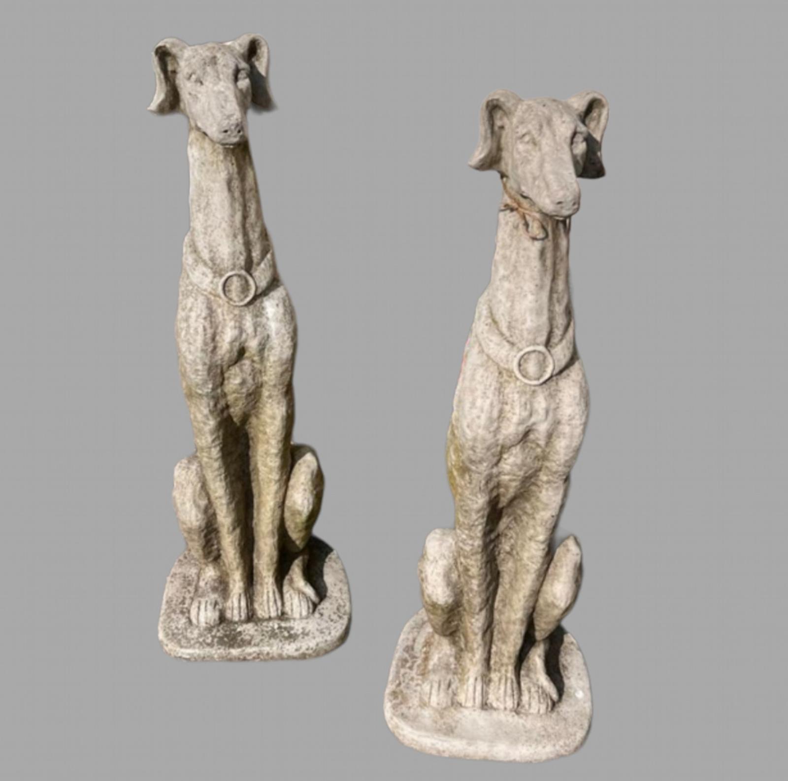 Pair of Reconstituted Stone Whippets (1 of 5) Pair of Reconstituted Stone Whippets (1 of 5)