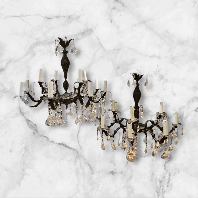 Pair of Dark Framed Twelve Light of French Rococo Chandeliers (1 of 11)