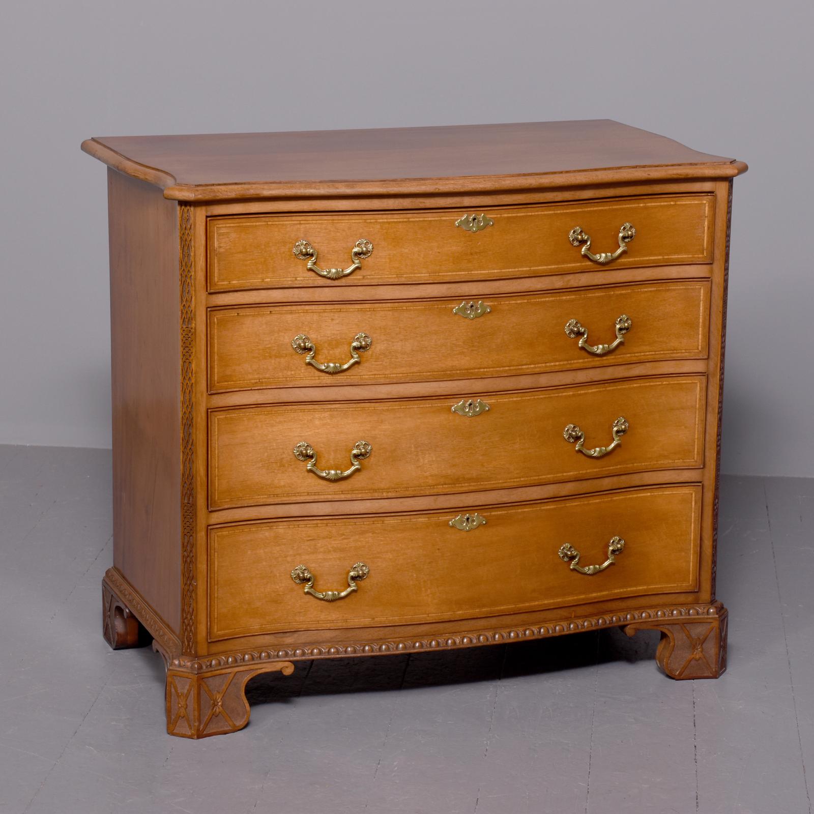 George II1 Style, Inlaid Mahogany Serpentine Fronted, Neat-sized Chest of Drawers (1 of 9)