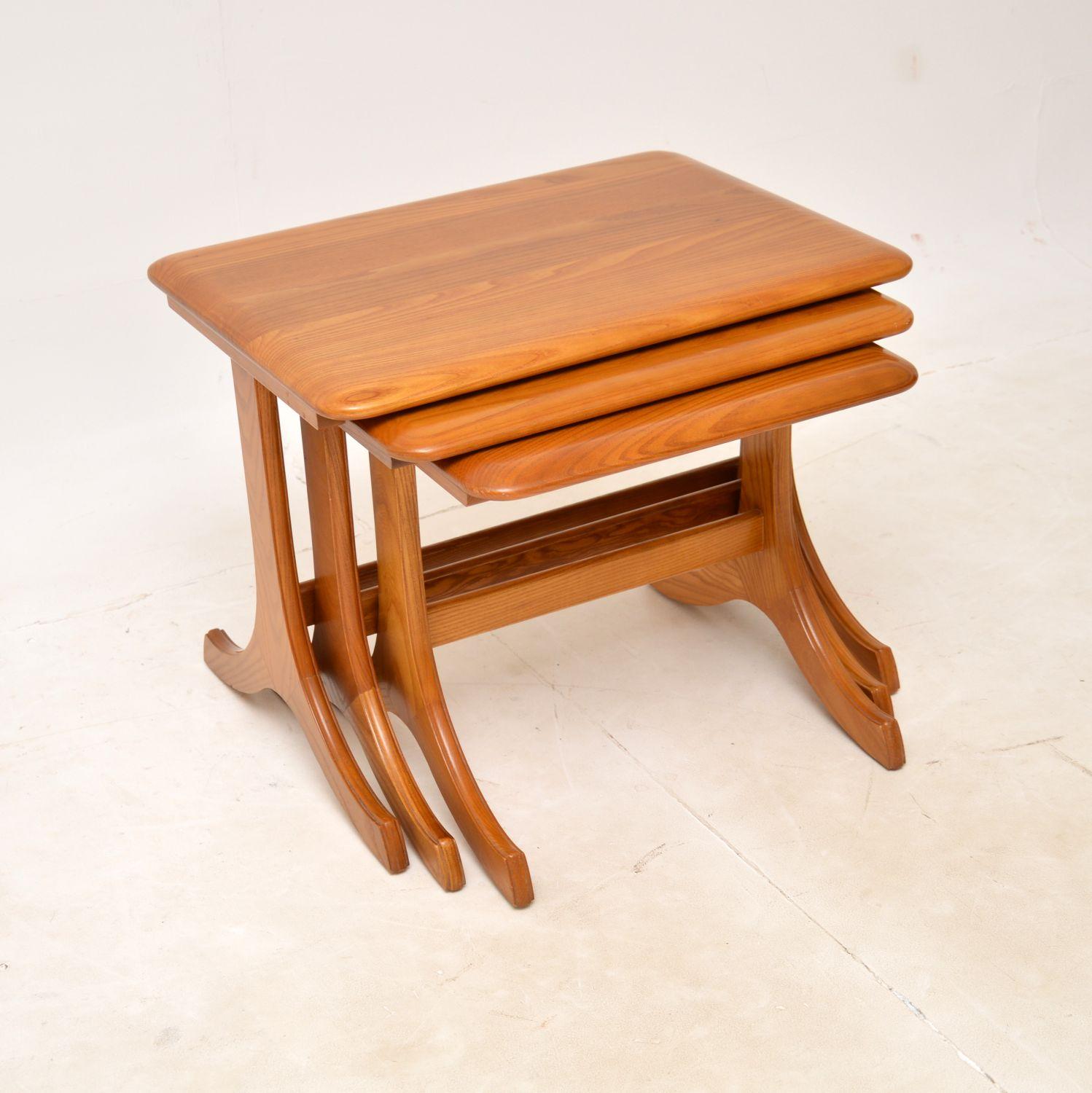 1970s Vintage Solid Elm Nest of Tables (1 of 8)