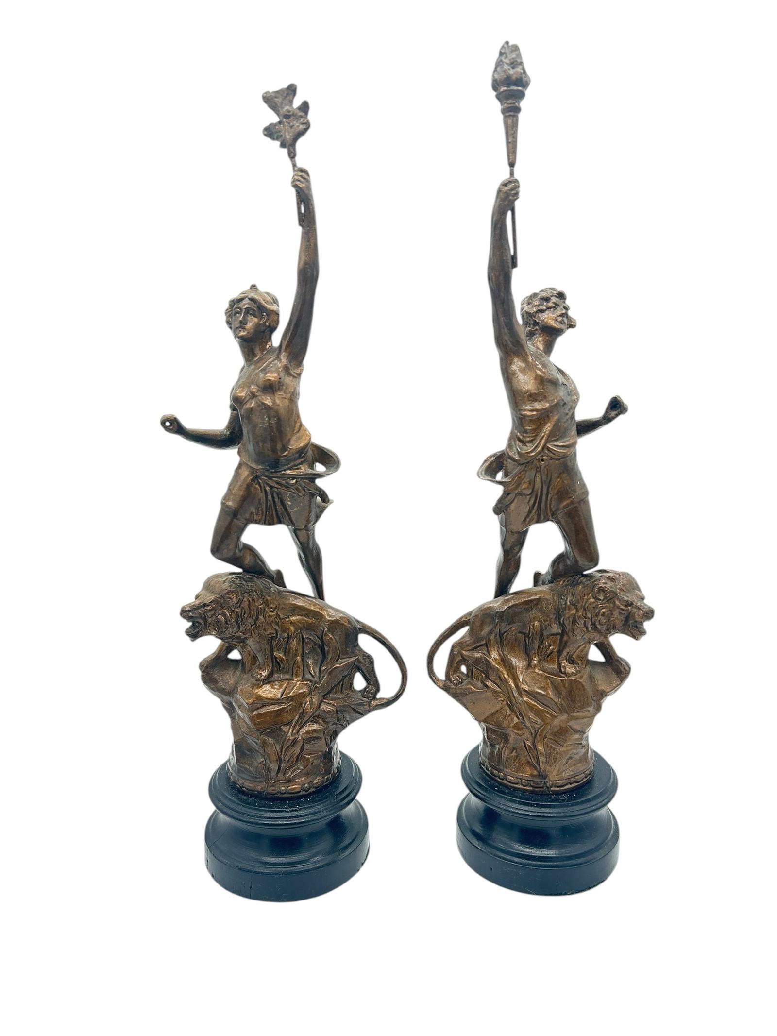 Delightful Ancient Olympian Gilt Figural Clock Garnitures – ca 1890 (1 of 12)