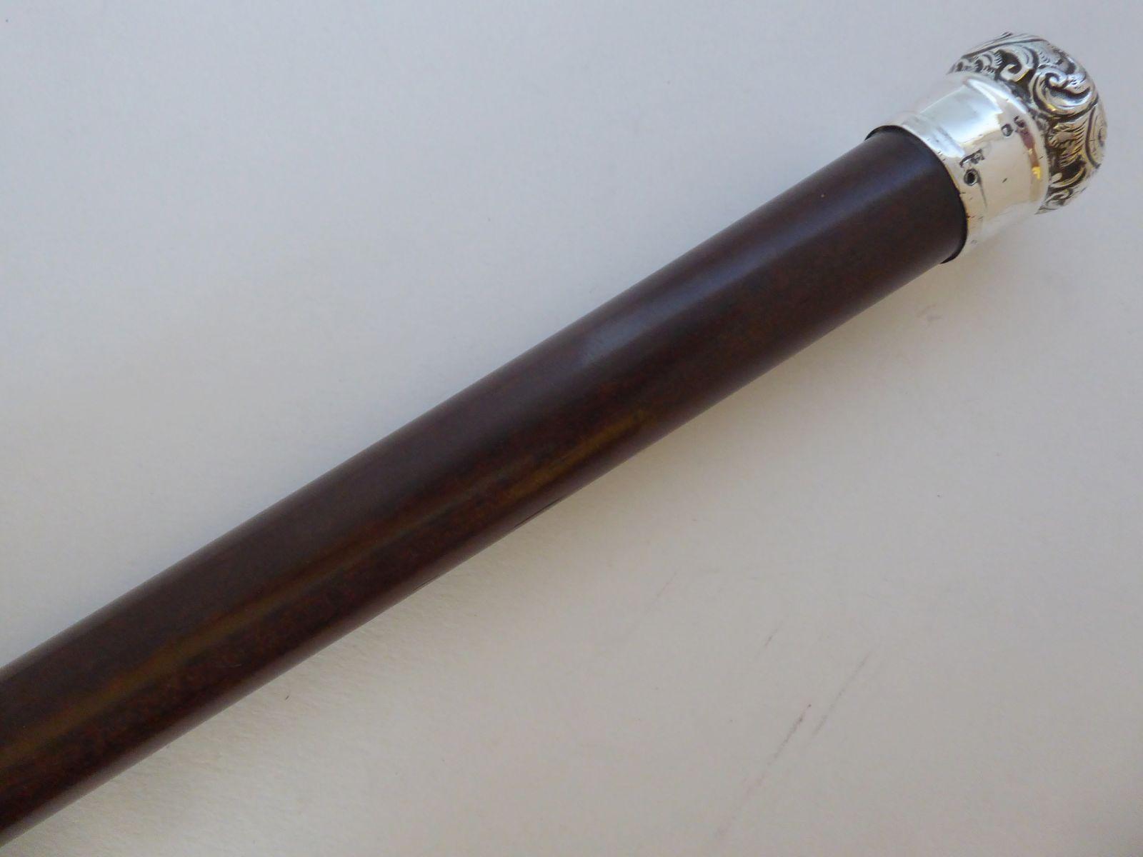 Rare Walking Stick Cane 1887 Hallmarked Solid Silver Pommel Snakewood Shaft (1 of 12)