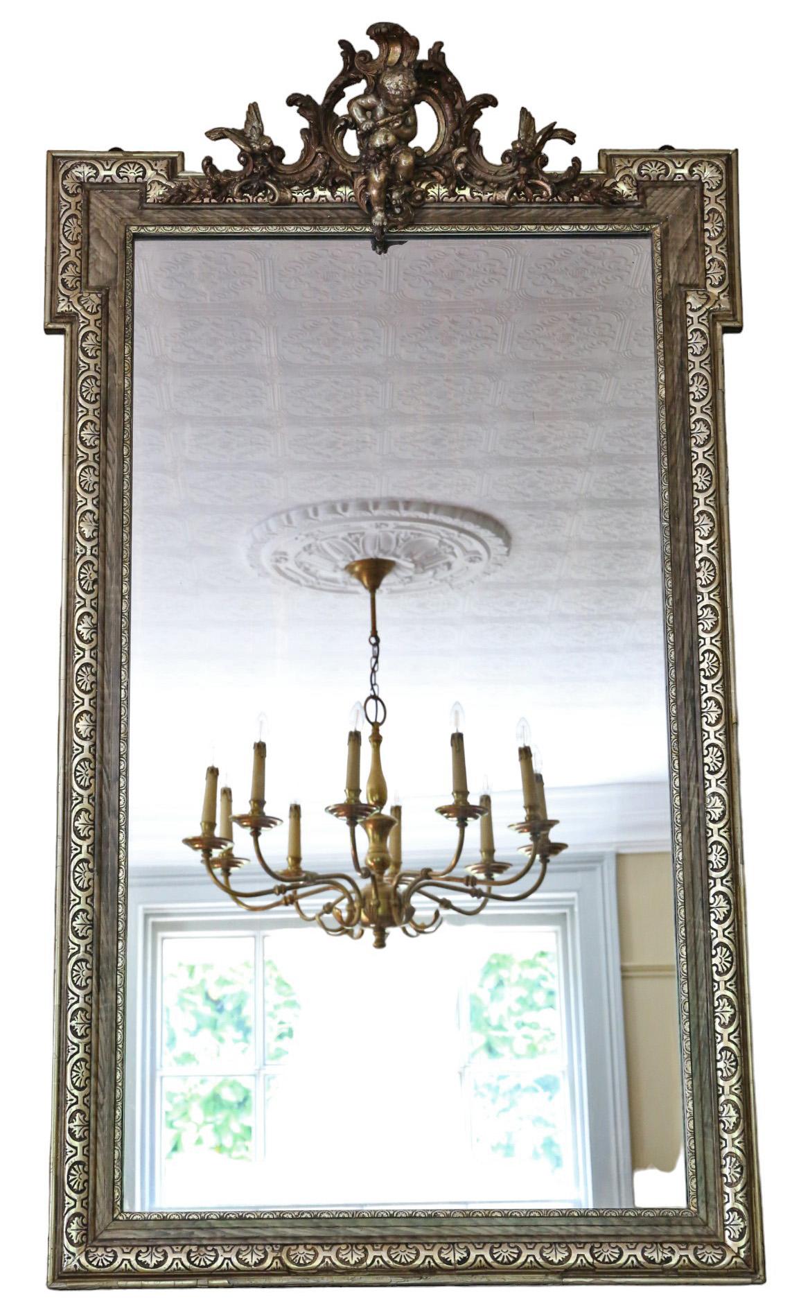 Antique Large c.1900 Gilt Overmantle Wall Mirror High-Quality Ornate Design (1 of 6)
