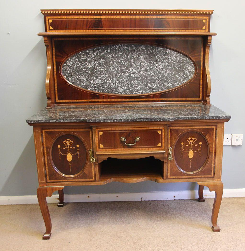 Antique Superb Quality Inlaid Mahogany Washstand (1 of 15)