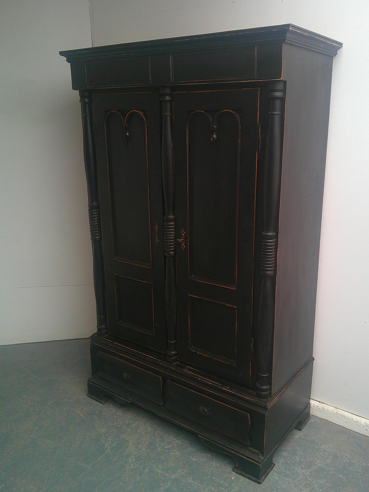 Beautifully Painted Black Antique Pine Georgian 1 Piece Hall Wardrobe (1 of 11) Beautifully Painted Black Antique Pine Georgian 1 Piece Hall Wardrobe (1 of 11)