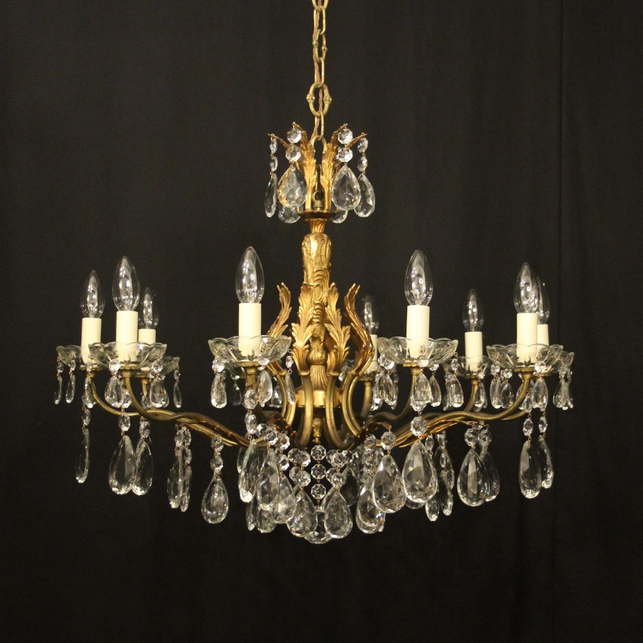 French Gilded & Crystal 10 Light Chandelier (1 of 10)