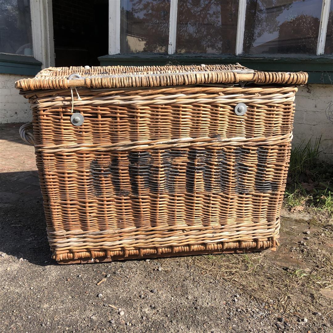 Large Vintage Laundry Basket Hamper on Wheels (1 of 15)