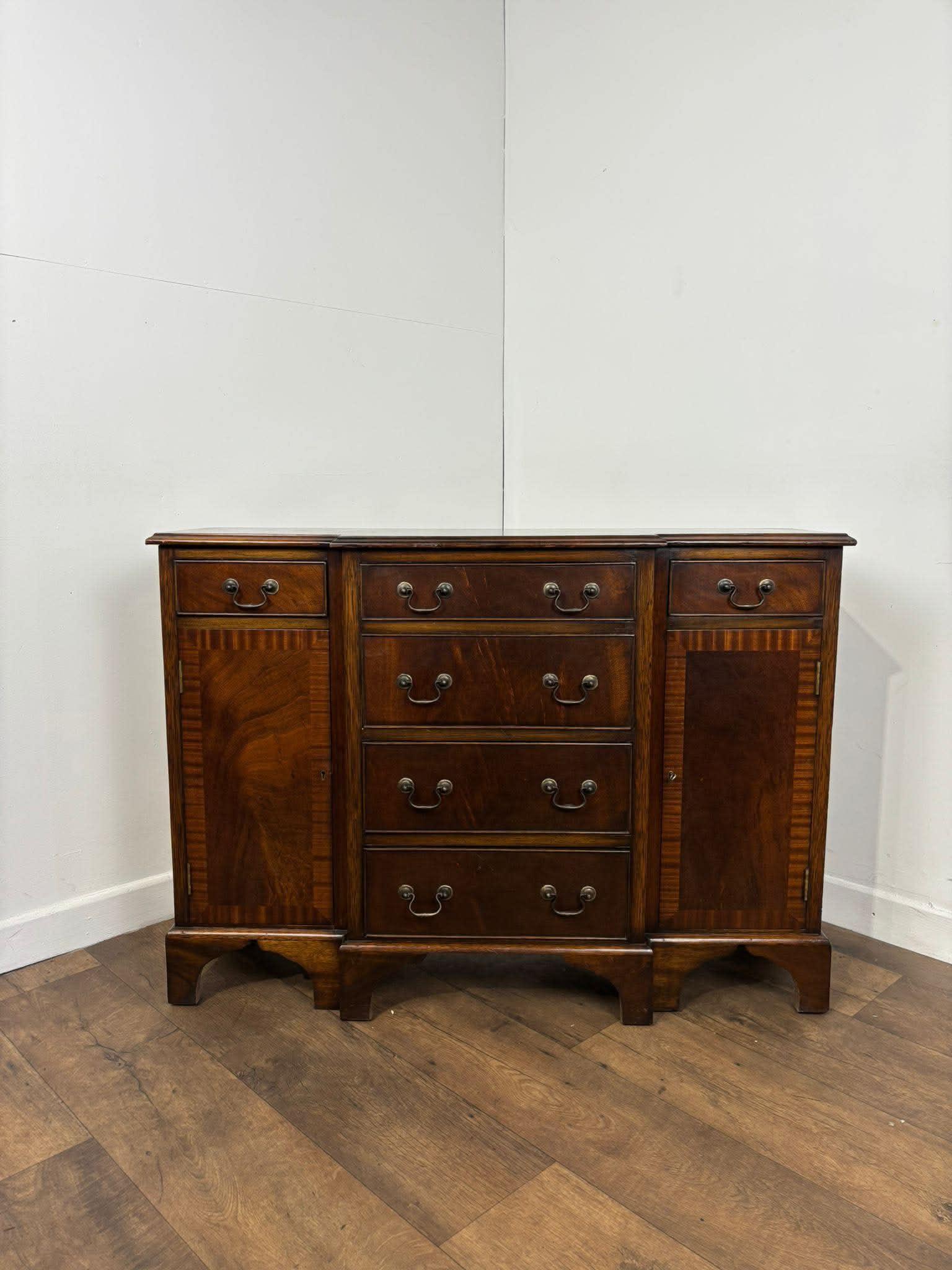 Reproduction Mahogany Crossbanded Breakfront Sideboard (1 of 15) Reproduction Mahogany Crossbanded Breakfront Sideboard (1 of 15)
