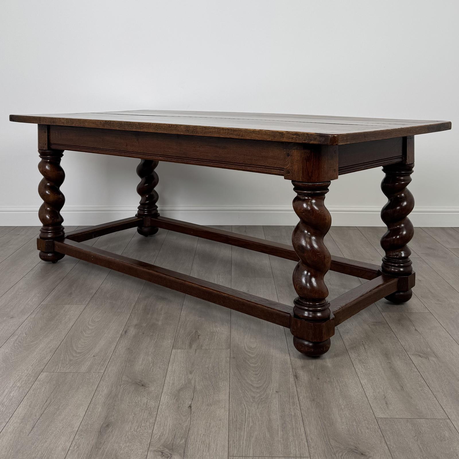 Antique 19th Century Barley Twist Dining Table In Oak (1 of 6)