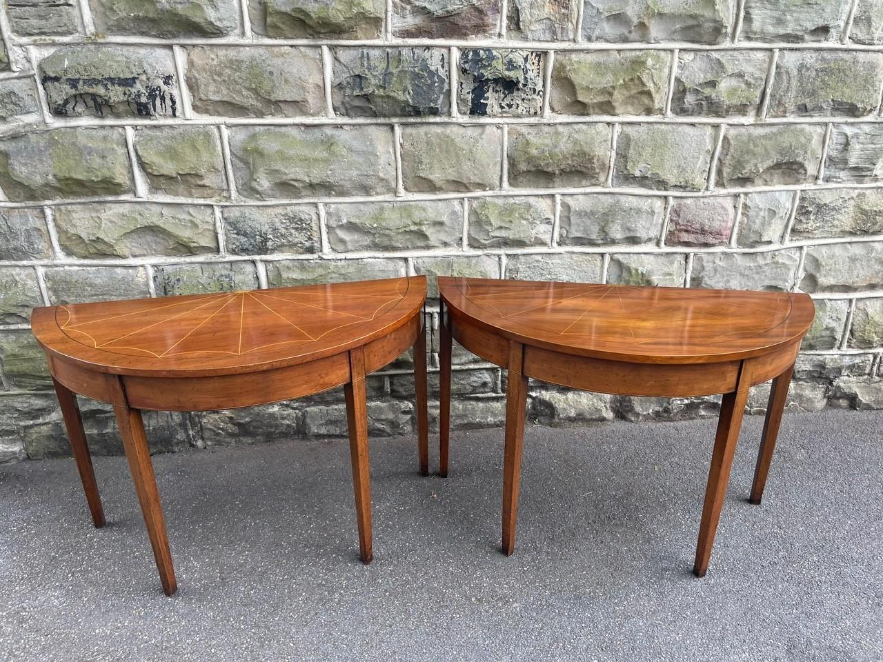 Pair of George III Inlaid Mahogany Console Tables Side Tables (1 of 15)
