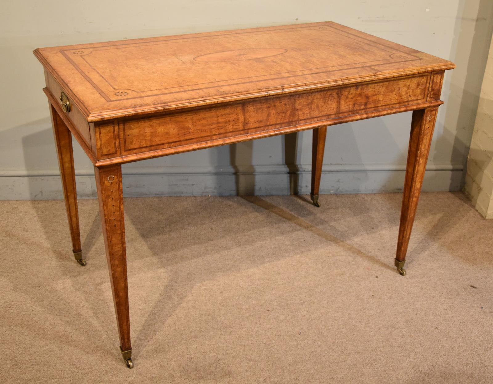 Rare Burr Ash & Inlaid Centre / Writing Table (1 of 11)