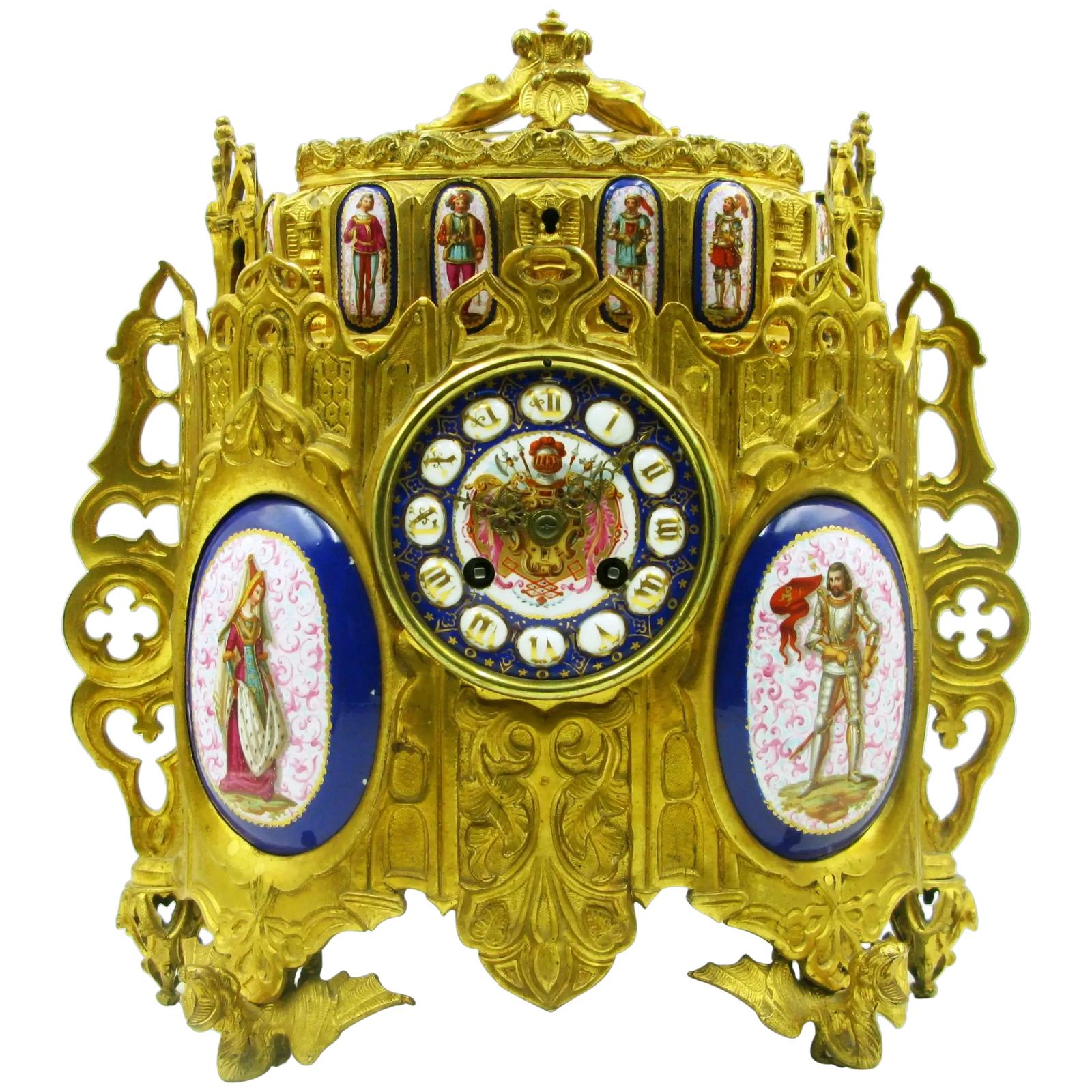 19th-century French Medieval-romantic Ormolu Mantel Clock/jewelry Casket (1 of 28)