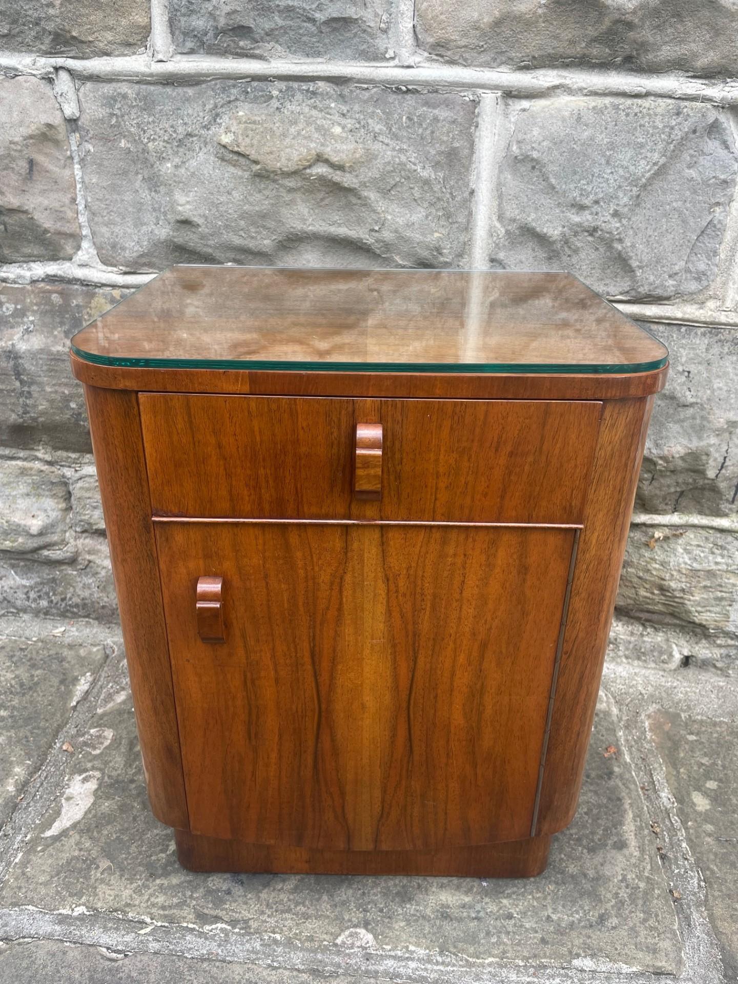 Art Deco Walnut Bedside Cabinet (1 of 9)