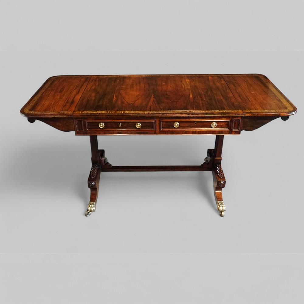 Regency Cut Brass Inlaid Rosewood Sofa Table (1 of 11)