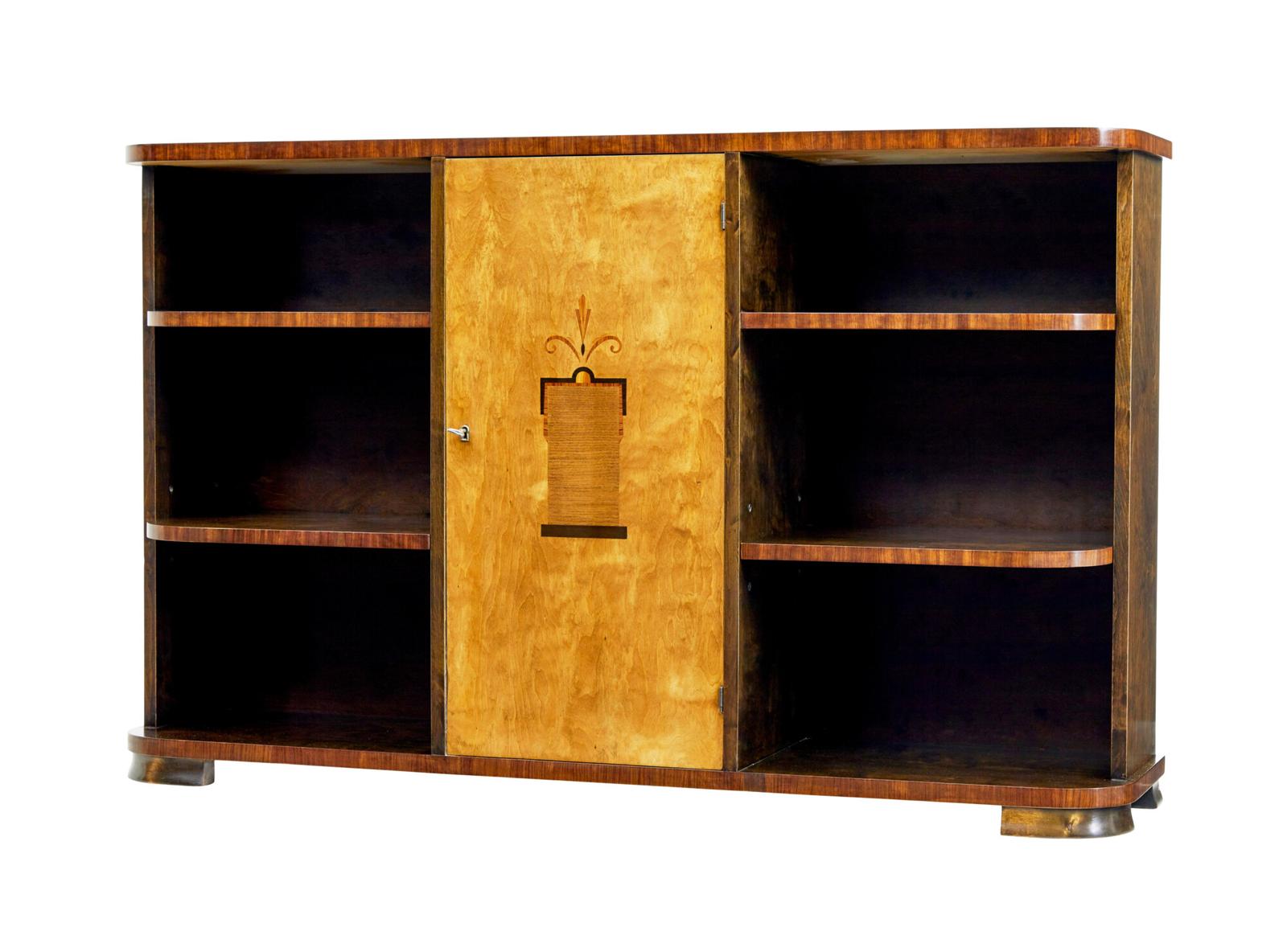 Mid 20th Century Scandinavian Birch Inlaid Open Bookcase (1 of 8) Mid 20th Century Scandinavian Birch Inlaid Open Bookcase (1 of 8)