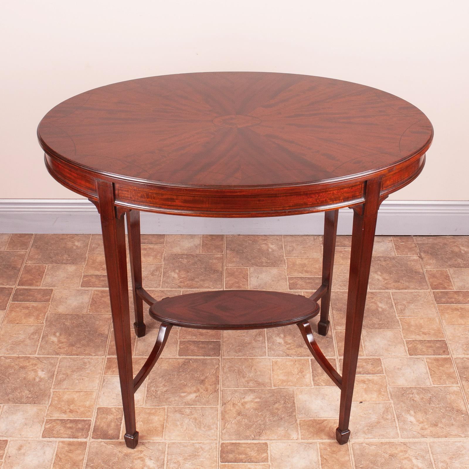 Edwardian Ebony Inlaid Mahogany Oval Occasional Table (1 of 7)